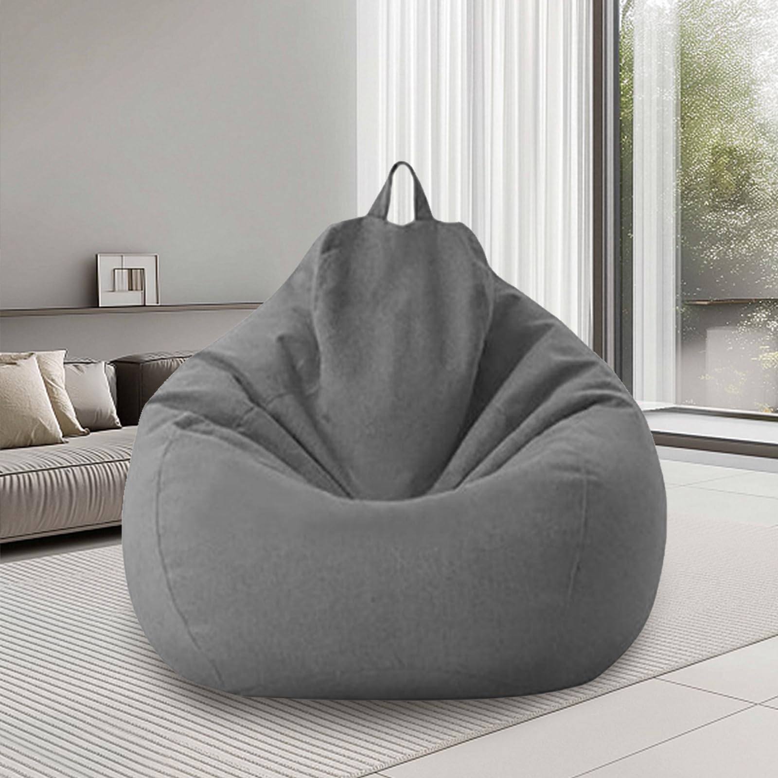 Pouf Poire Adulte Et Enfants Avec Pédales, Pouf Géant Sans Remplissage, M-80x90cm, Marron[822