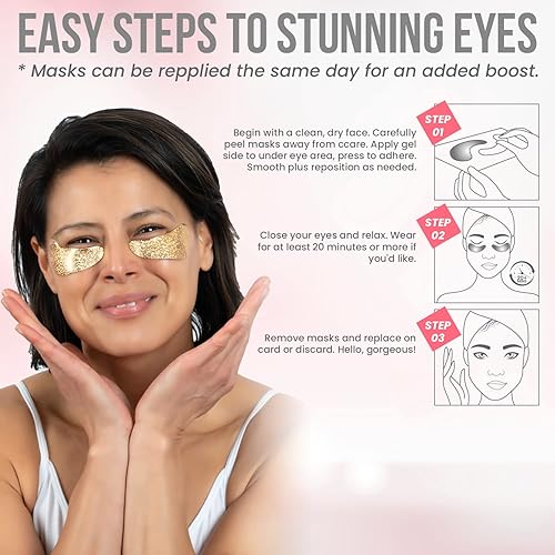 Miniatura 5 de MISS SPA Parches para debajo de los ojos, mascarillas iluminadoras para los ojos con vitaminas de cafeína B3, mascarillas hidratantes para arrugas,