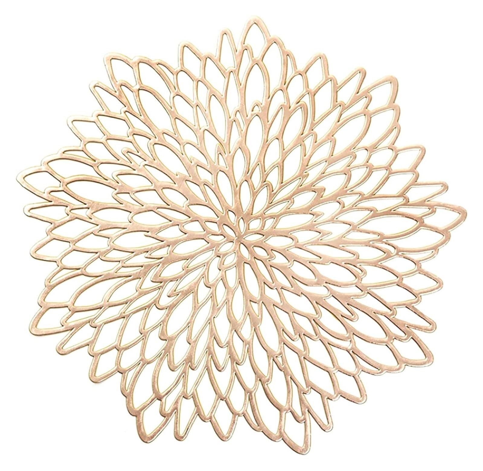6 Pcs Round Placemats Place Mats Holiday Wipeable Vinyl Kitchen Dinner Farmhouse Wedding(Gold,38CM and 10CM)