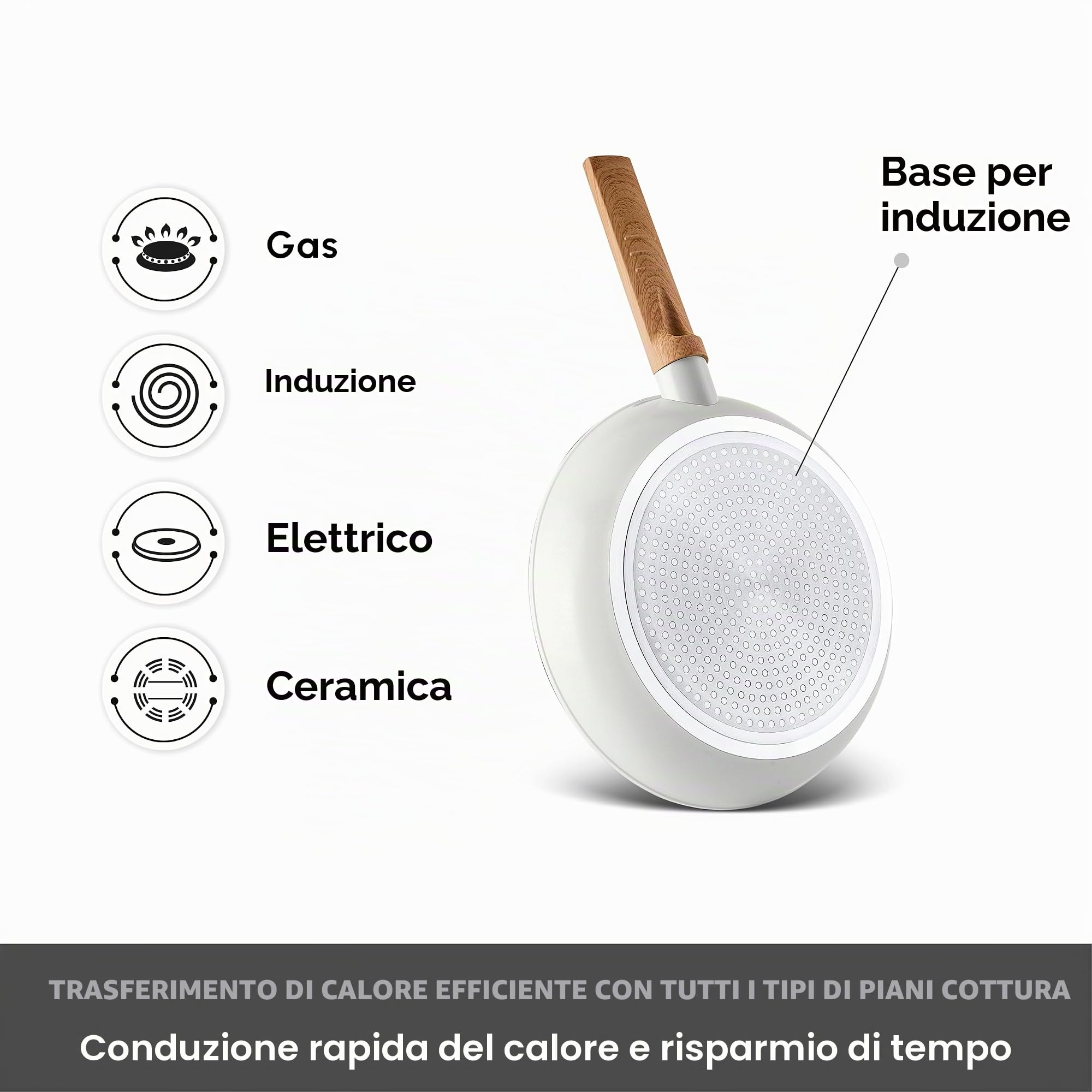 Karaca Swiss Crystal, set di pentole in ceramica a mandorla, set di pentole e padelle antiaderenti con coperchio, senza PFA, compatibili con piano cottura a induzione, crema, 7 pezzi