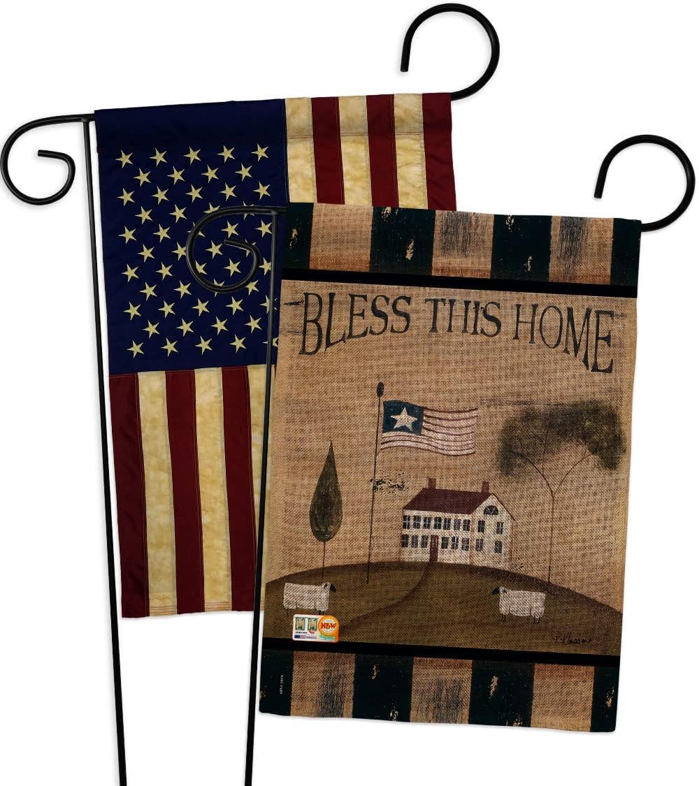 Welcome Bless This Home Burlap Garden Flags Pack Country Living Primitive Farm Western Barn American Rustic Cowboy Rural Ranch USA Vintage Applique Small Gift Yard House Banner Double-Sided 13 X 18.5