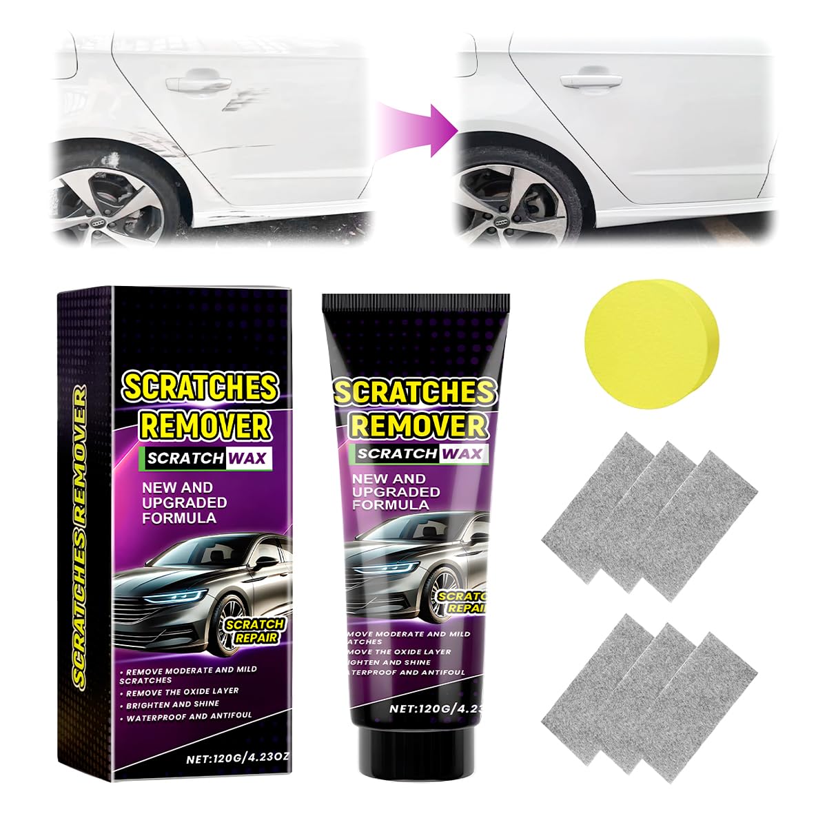 Cire / Pâte De Rénovation Pour Rayures De Voiture - Réparation Rapide Des Micro-Rayures Et Imperfections - Pour Toutes Les Couleurs De Carrosserie - Facile à Appliquer