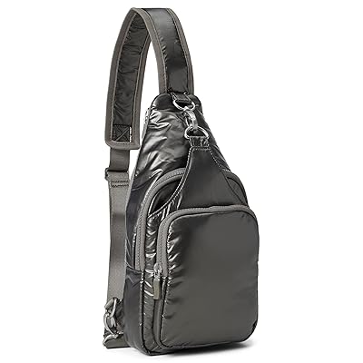 Baggallini Central Park Sling Backpack Bags Gunmetal Puff, Nylon