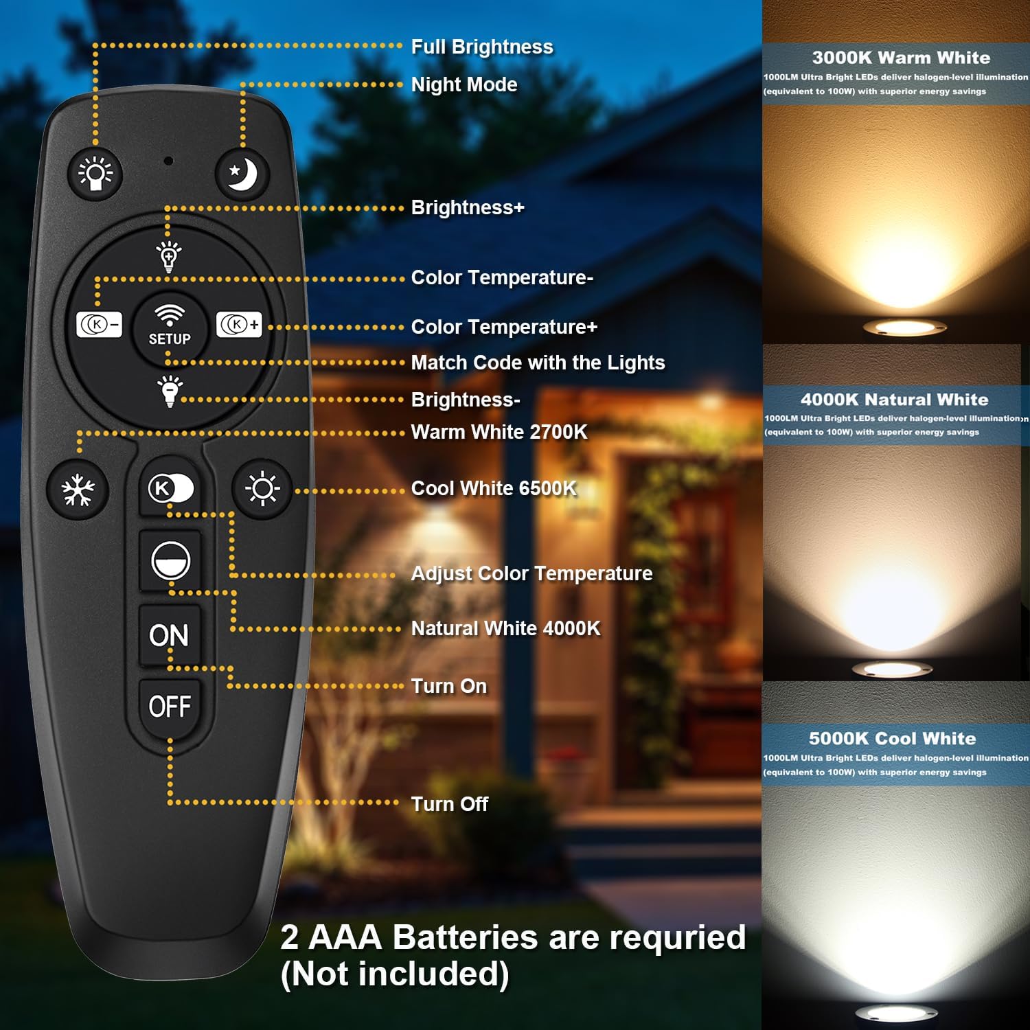 2700K-6500K Dimmable Landscape Well Lights, Low Voltage Outdoor In-Ground Lighting IP67 Waterproof with Memory Function, 12-24V Landscape Lighting for Garden Pathway Yard (20 Pack)