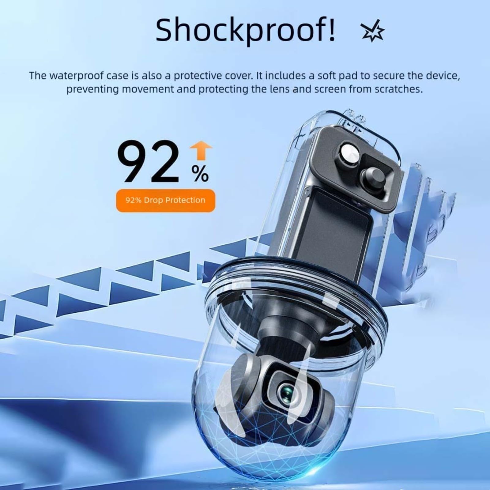 Custodia protettiva impermeabile Pocket 3, custodia subacquea da 45 m con guscio in PC trasparente, per copertura subacquea compatta snorkeling e nuoto