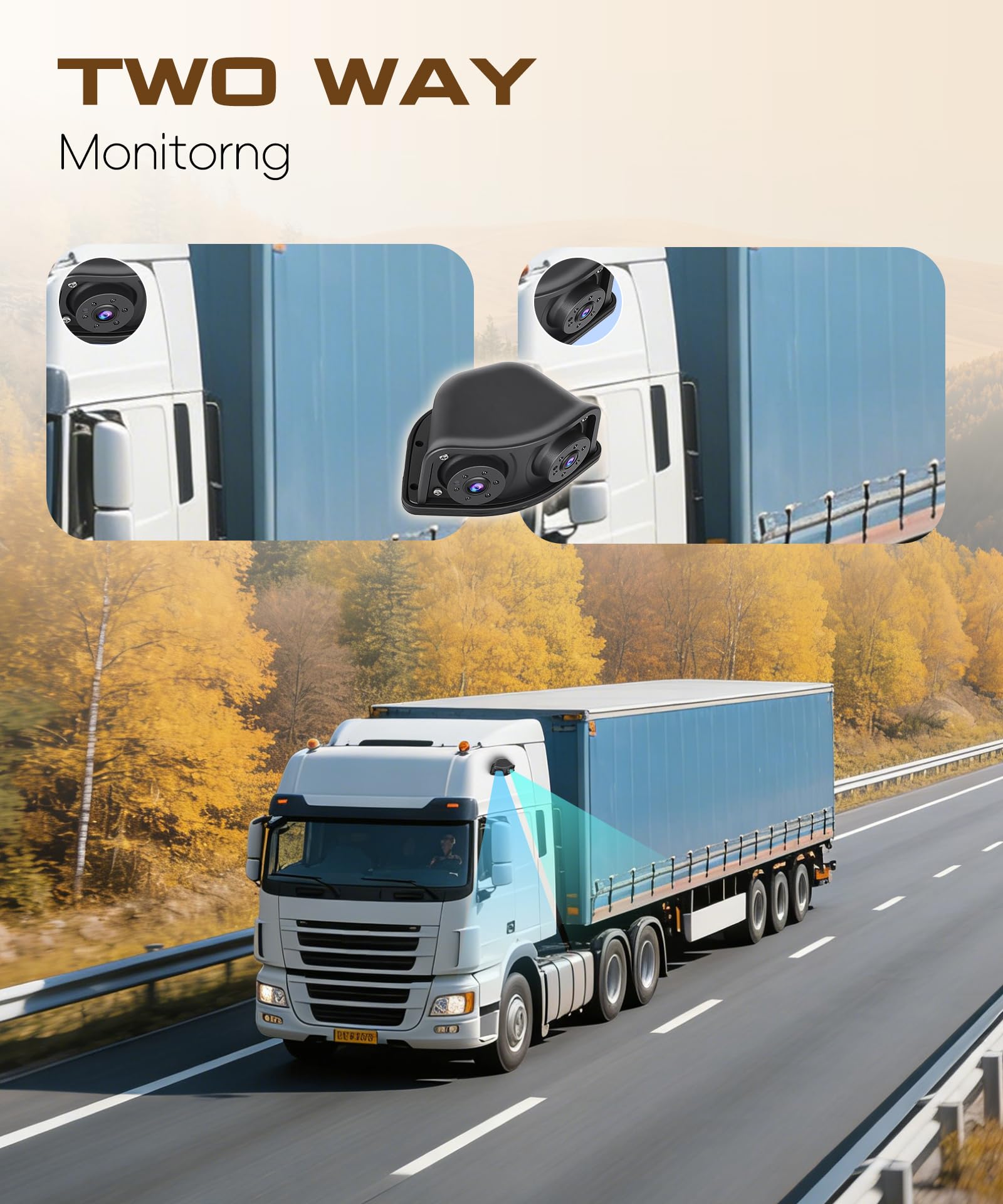 Rimoody LKW Spiegel Dashcam mit Fernglas Kamera, Rückspiegel mit Vertikalem Bildschirm für Lastkraftwagen Bus, 10.36 Zoll Touchscreen Monitor BSD Systeme/Nachtsicht/DVR/Loop-Aufnahme/IP68 Wasserdicht