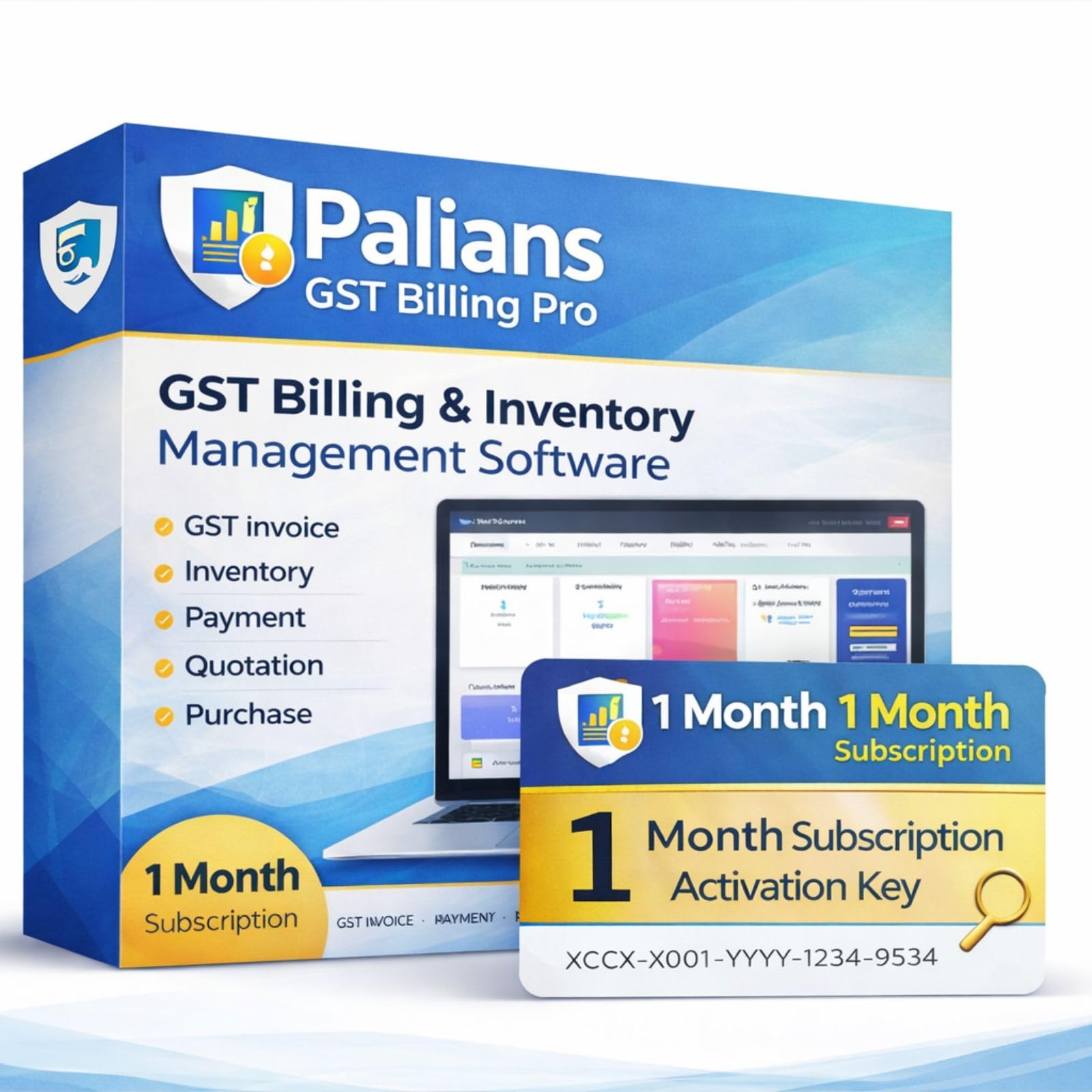 Palians GST Billing Pro – 1 Month Subscription Activation Key | GST Invoice & Inventory Software | Web-Based for Small Business