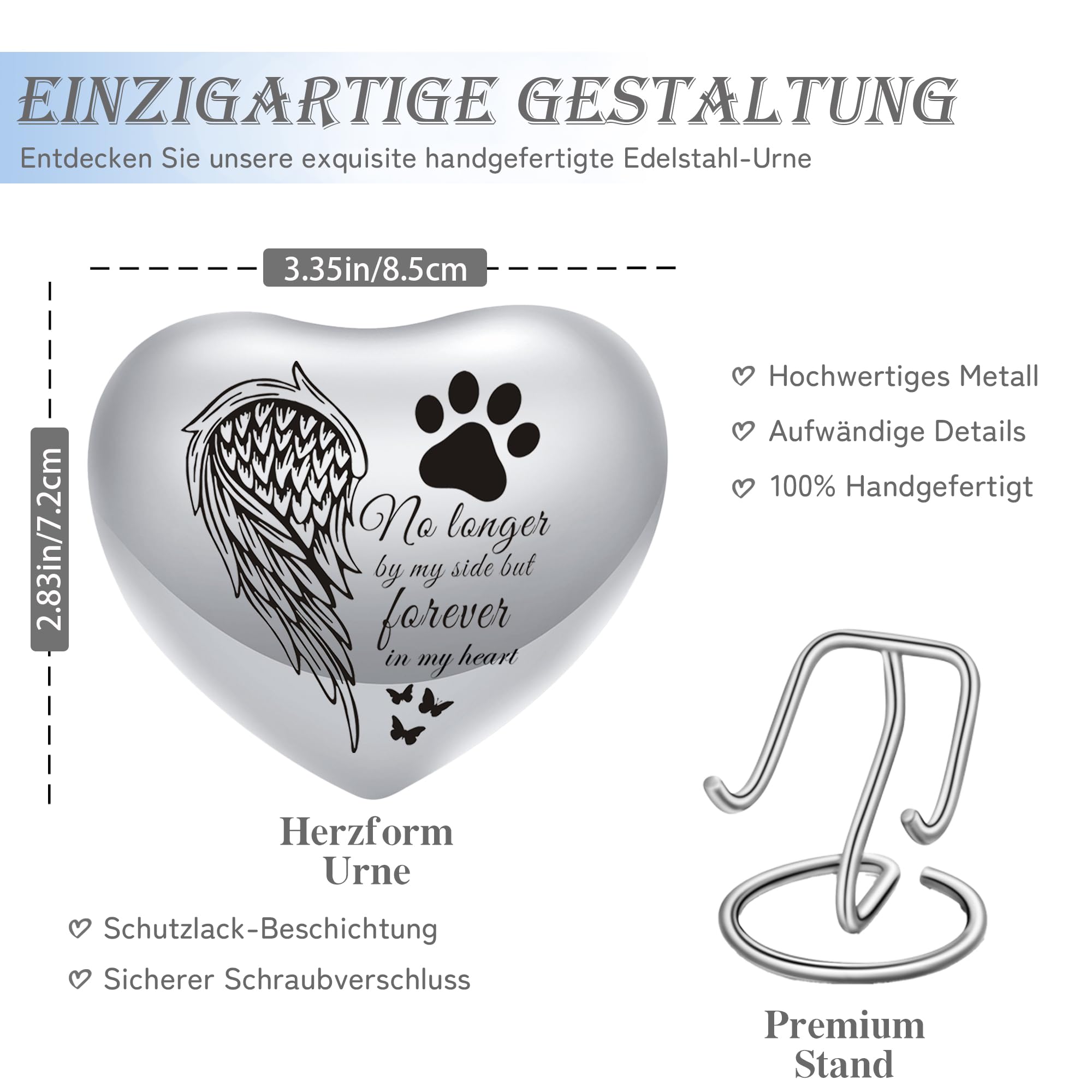 QGJNSGC Heart Shaped Urns for Human Ashes, Small Urns for Pet Ashes Heart Shaped Urn for Cat Dog Ashes Mini Urn - Image 2