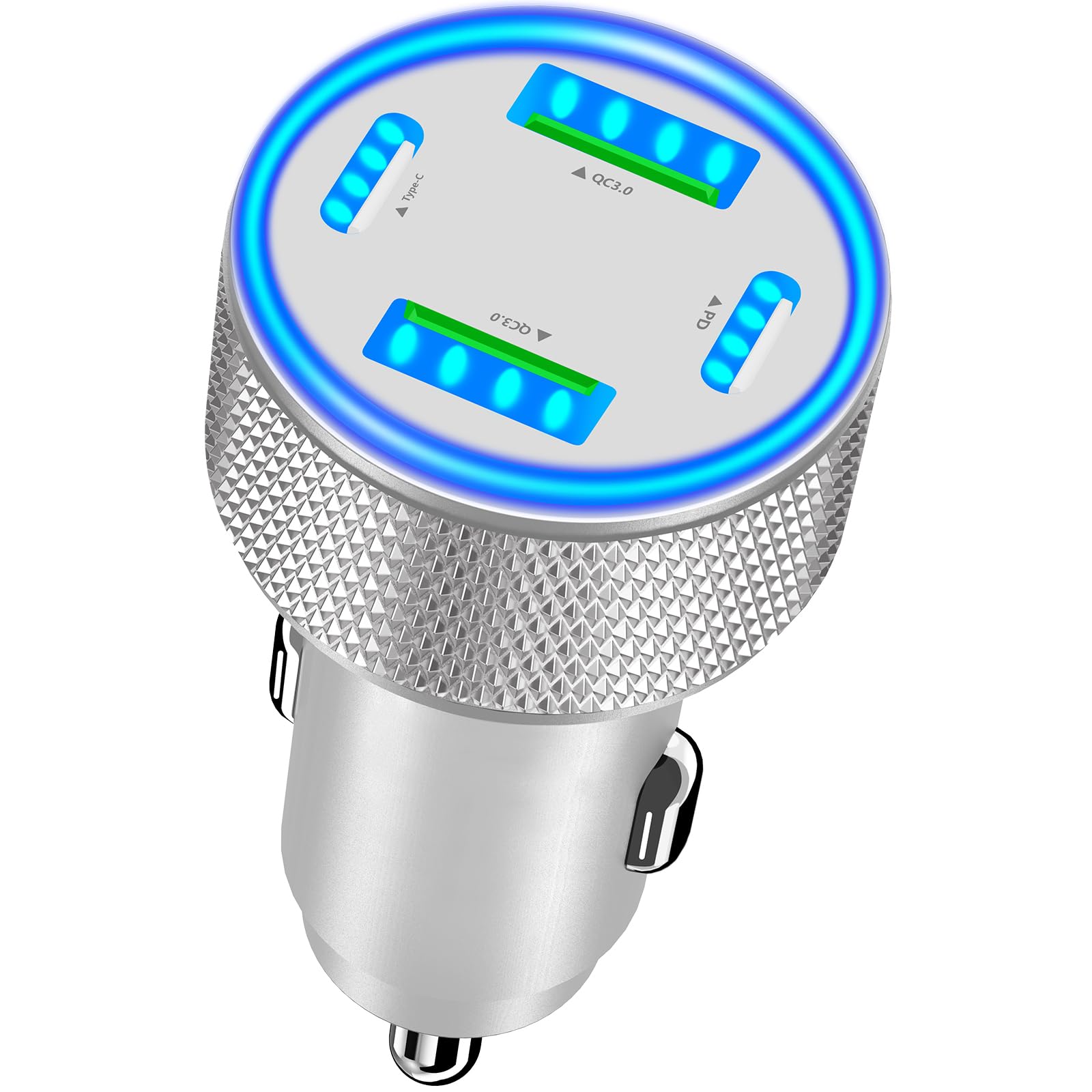 USB C Car Charger, SDNCIE 90W Dual USB-C & USB-A Car Power Cigarette Lighter 4-Port PD/QC3.0 Type C Car Carplay Charger Fast Charging for iPhone 16 15