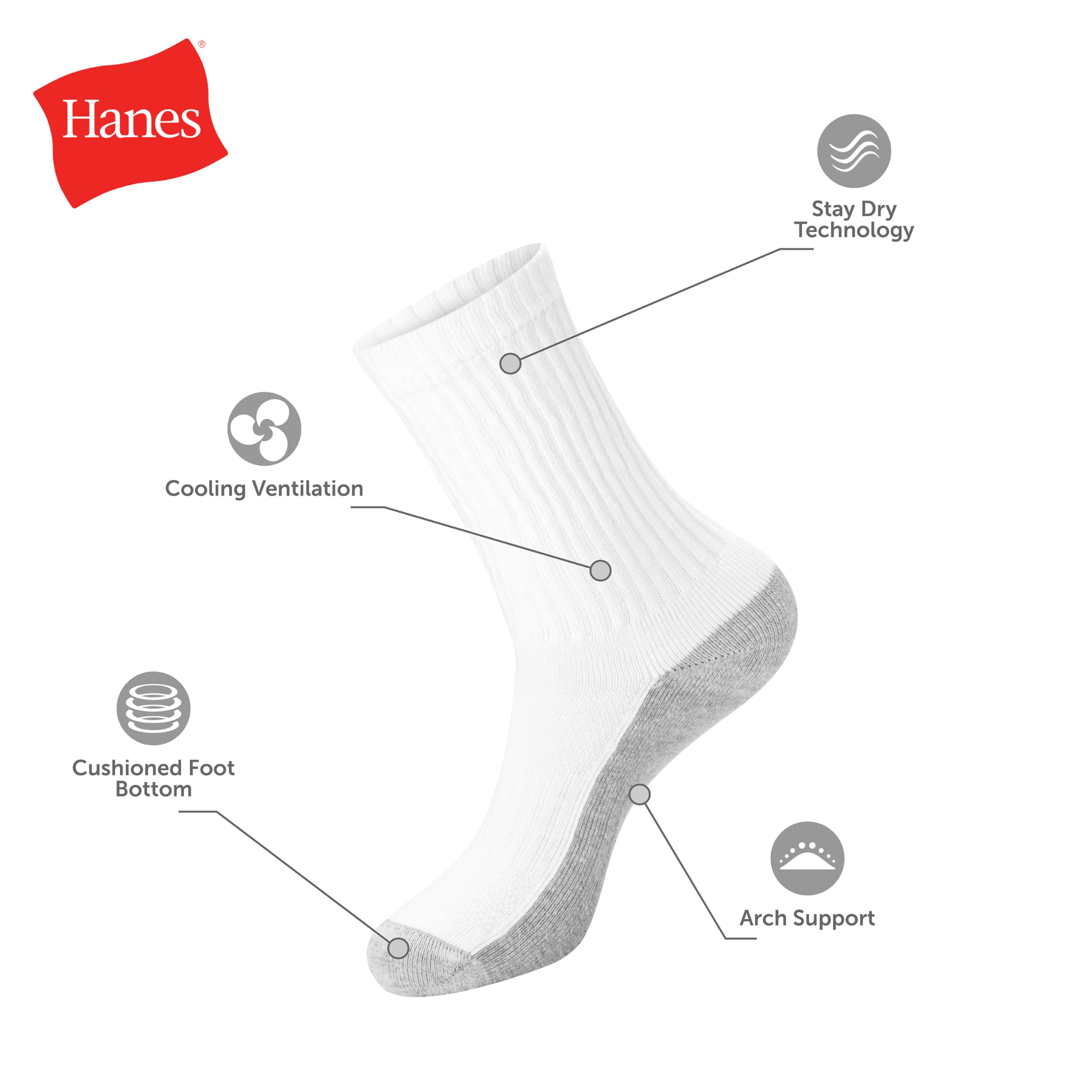 Hanes Crew Socks Pack, 6-pair Pack, X-temp Moisture-wicking Cushioned Odor Guard Men's Socks With Arch Support Calcetines Hombre (Pack de 14)