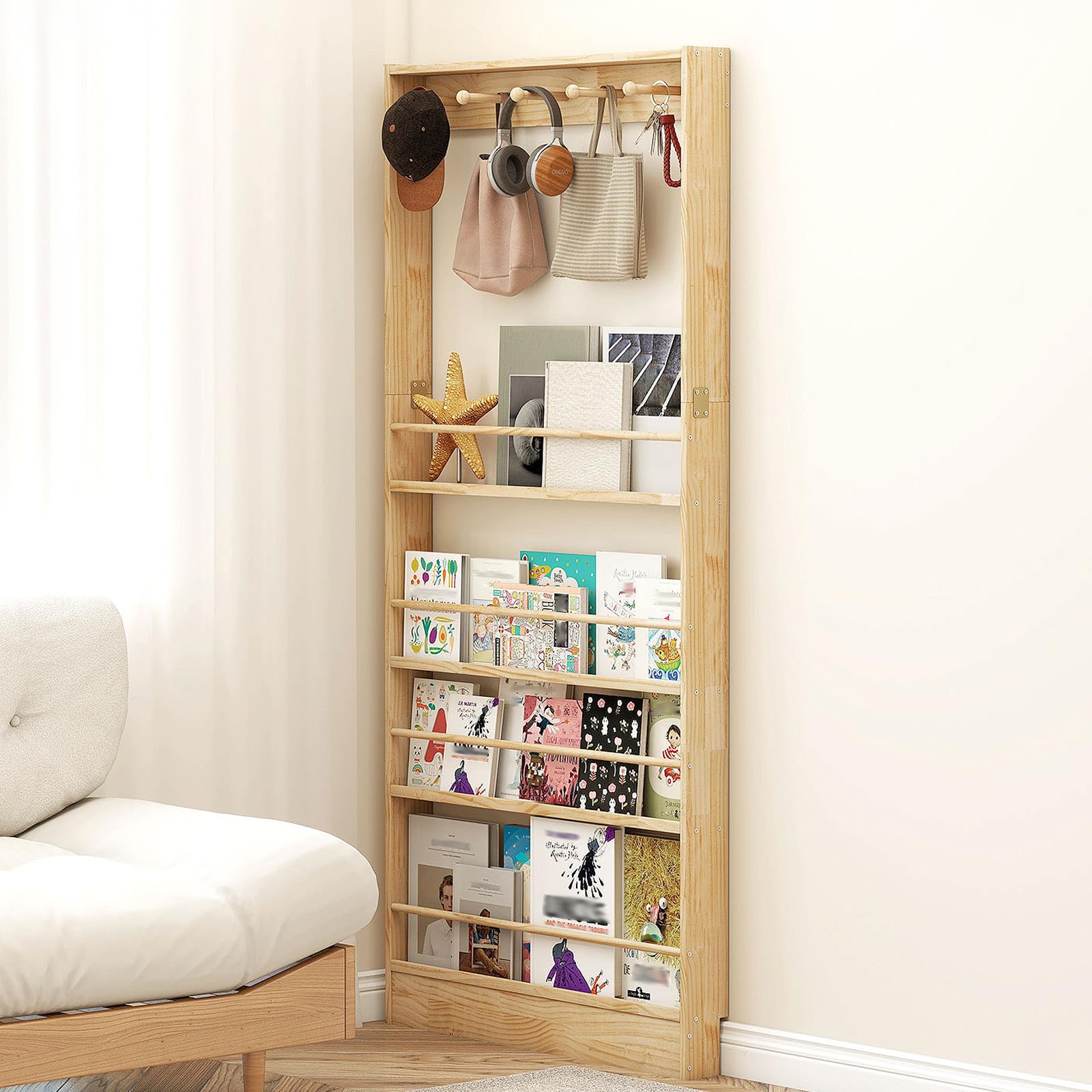 Amazon.com: ybaymy Behind the Door Bookshelf, 68''H Wood Bookshelf