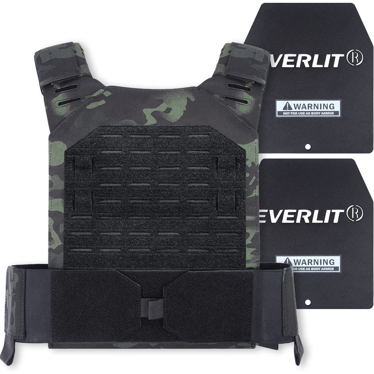 Photo 1 of EVERLIT Adjustable Weighted Vest 14 Lbs/ 20 Lbs, Weight Included, for Body Weight Training Fitness Workout Running for Men Women Black Camo 18 Lbs