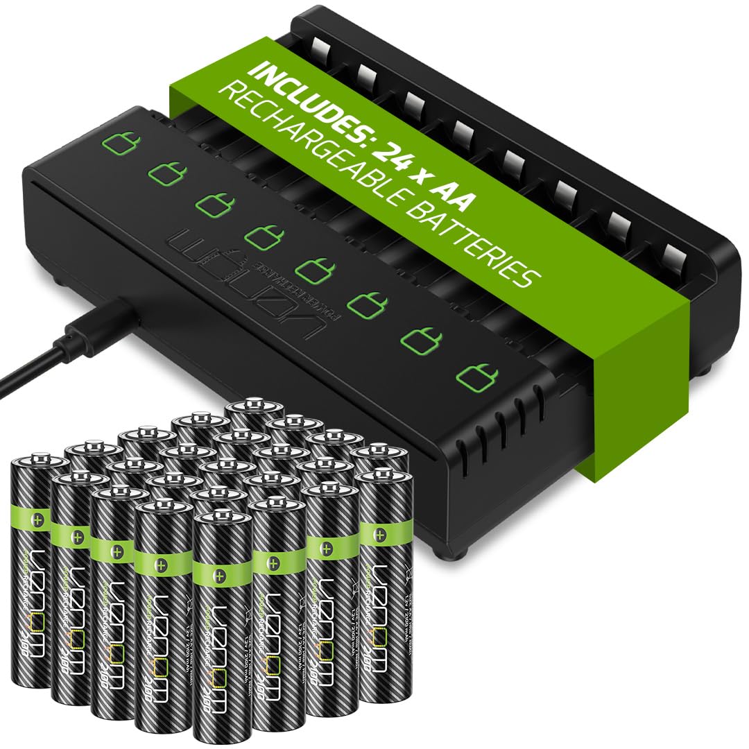 Venom Rechargeable Battery Charging Dock plus 24 x AA 2100mAh Batteries