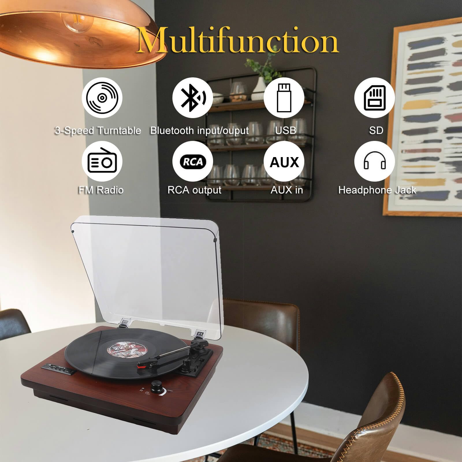 Vinyl Record Player Bluetooth FM USB Review Deals - Dettaglio