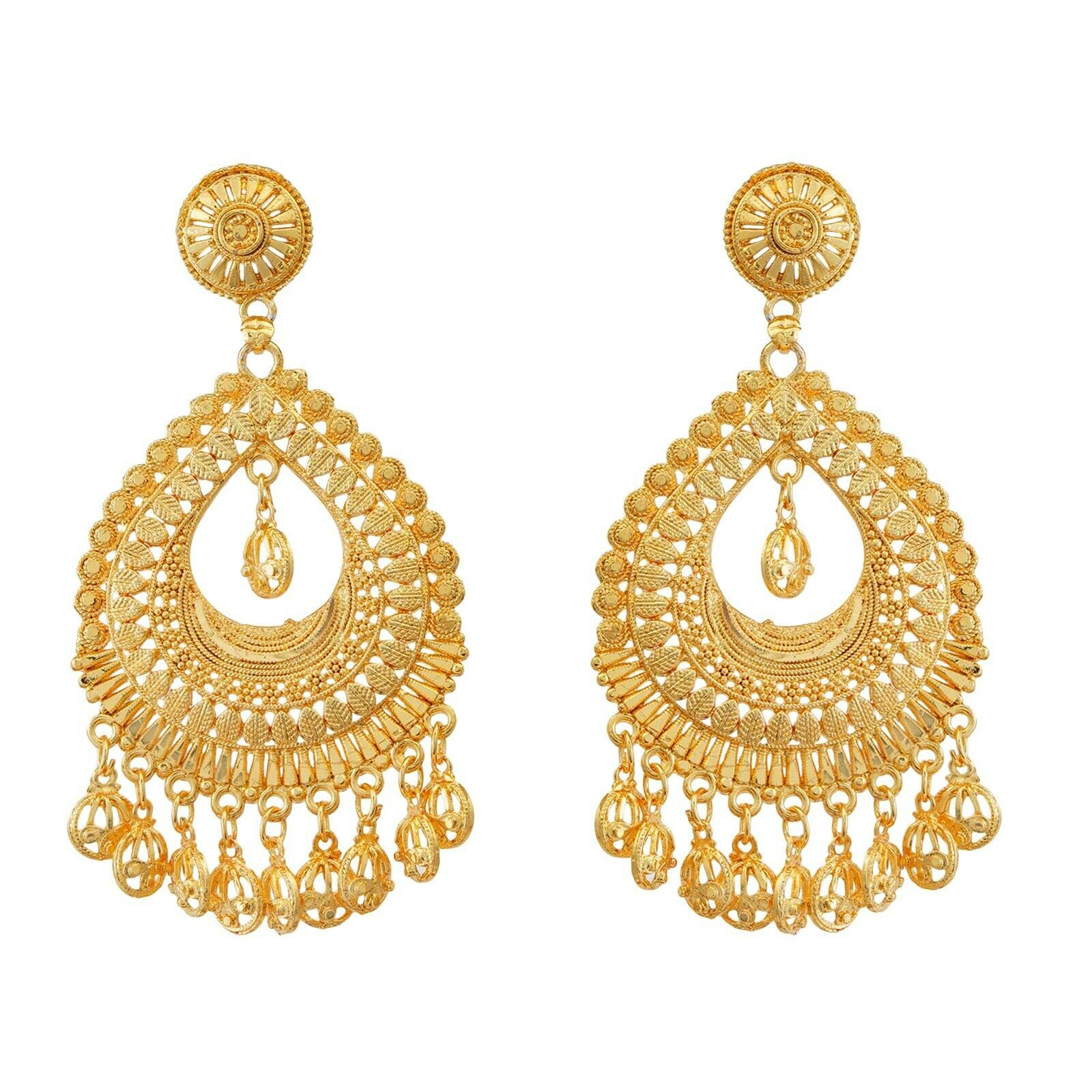 Indian Bollywood Bridal Ethnic Gold Plated Party Jhumki Jhumka Fashion Earrings (B09F3S65Q2) Amazon Price History, Amazon Price Tracker