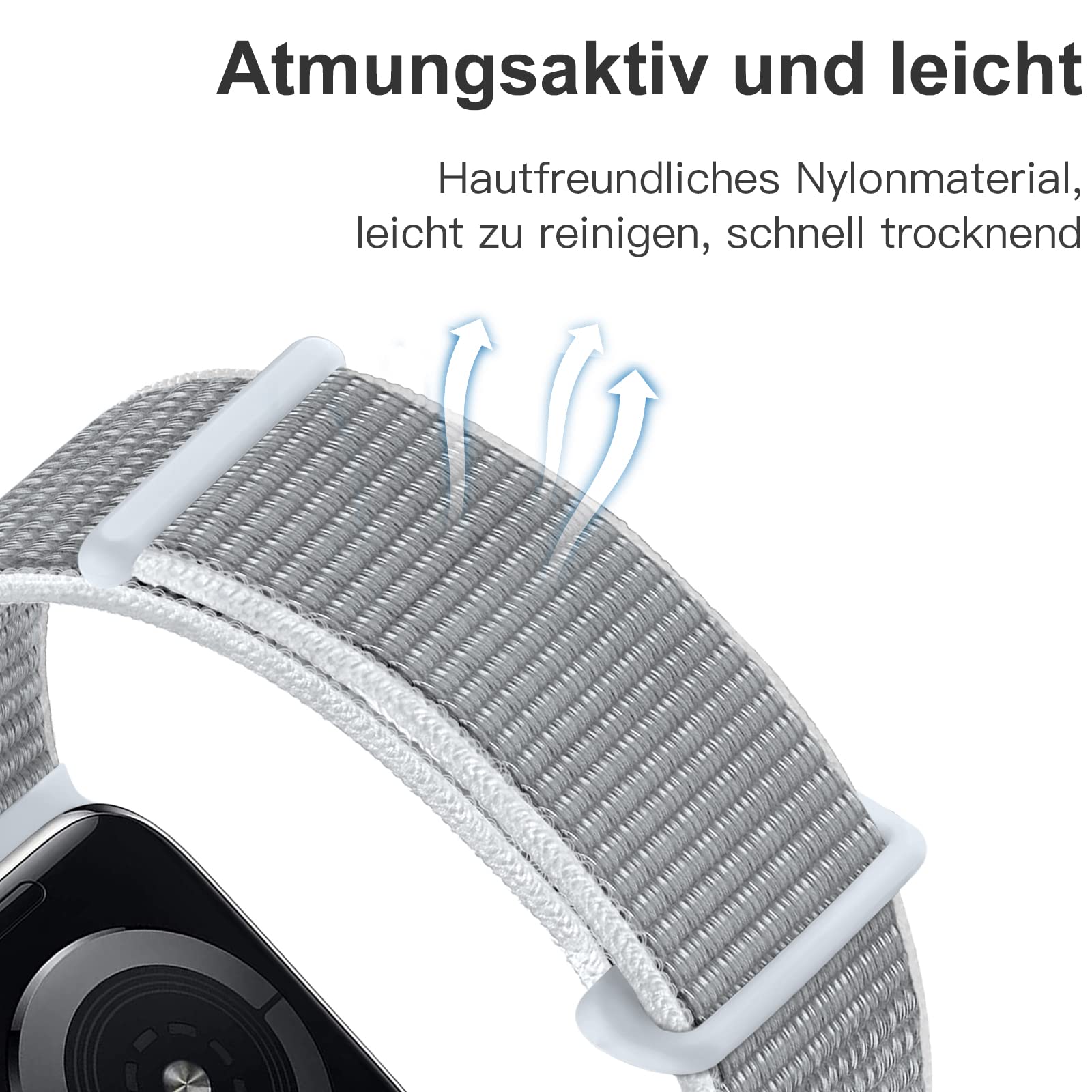 Maledan Cinturino Nylon Compatibile con Apple Watch 42mm 44mm 45mm 49mm 38mm 40mm 41mm, Regolabile Sport per iWatch Series 9 8 7 6 5 4 3 SE, 42mm/44mm/45mm/49mm, Grigio