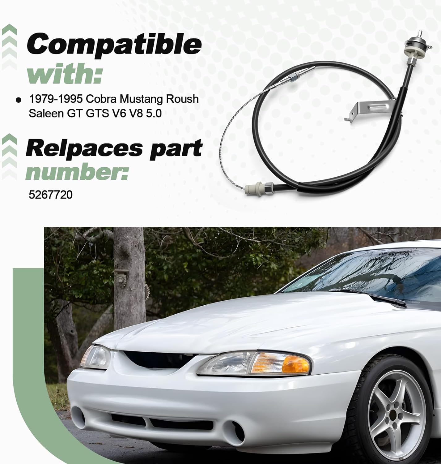 Adjustable Clutch Cable Double Hook Quadrant Kit Compatible with 1979-1995 Cobra Mustang Roush Saleen GT GTS V6 V8 5.0 Replace 5267720