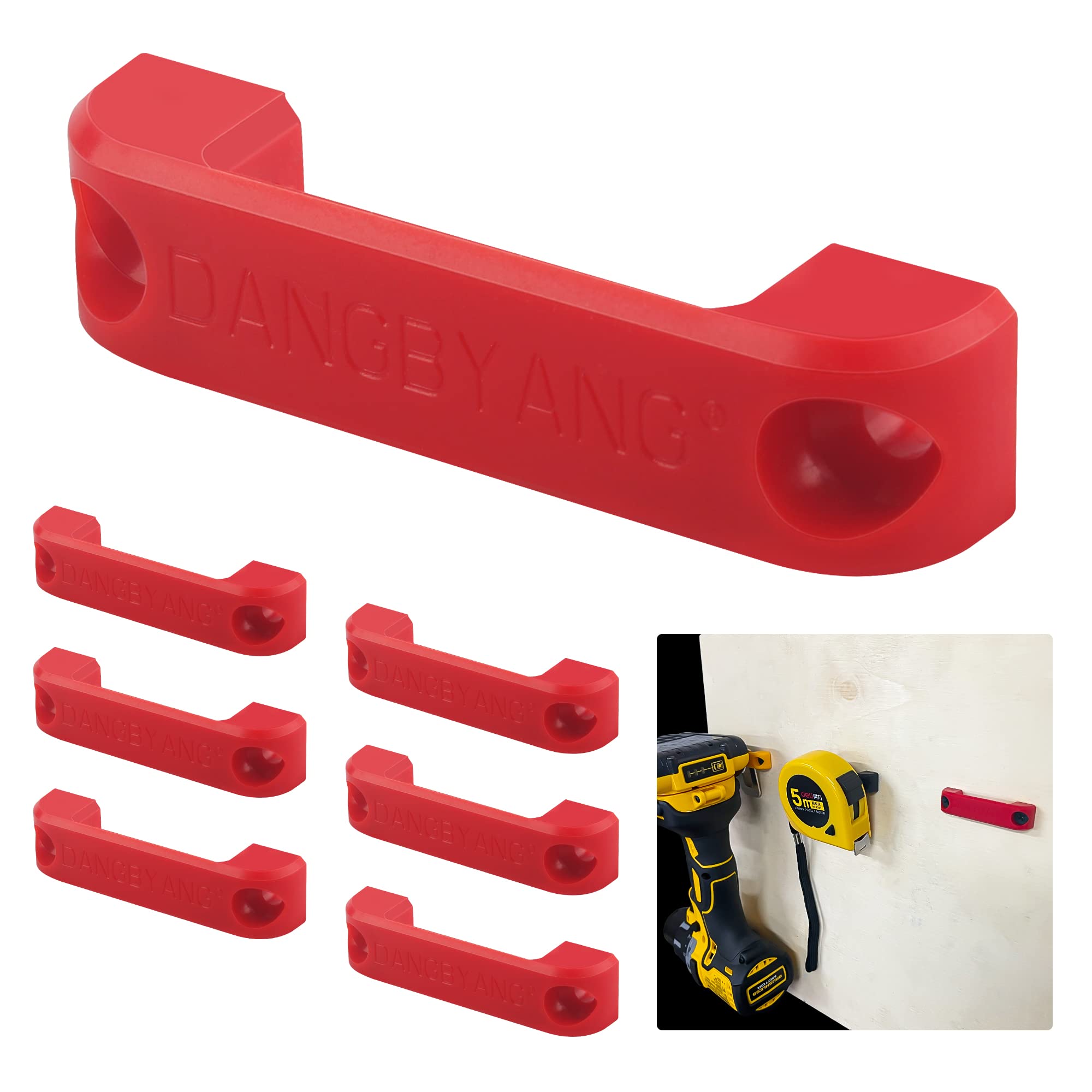 Universal Tool Holder, for Dewalt Power Tool, Various Brands of Tape Measures, Perfect Tool Hanger Storage Base Power Tools, Tape Measures, and Belt Clamps. for Stealthmounts.(Red 6 Pack)