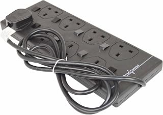 STATUS Black Multi Plug Extension | 8 Socket Extension Cable | 2m Extension Lead | Individually Switched with Neon Indicator | S8WBSPINDSSX4