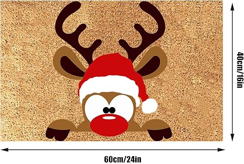 Miniatura 3 de Tapetes de bienvenida de Papá Noel para exteriores, 23.6 x 15.7 pulgadas, diseño de Hello Christmas, bonito tapete de puerta de entrada lavable con