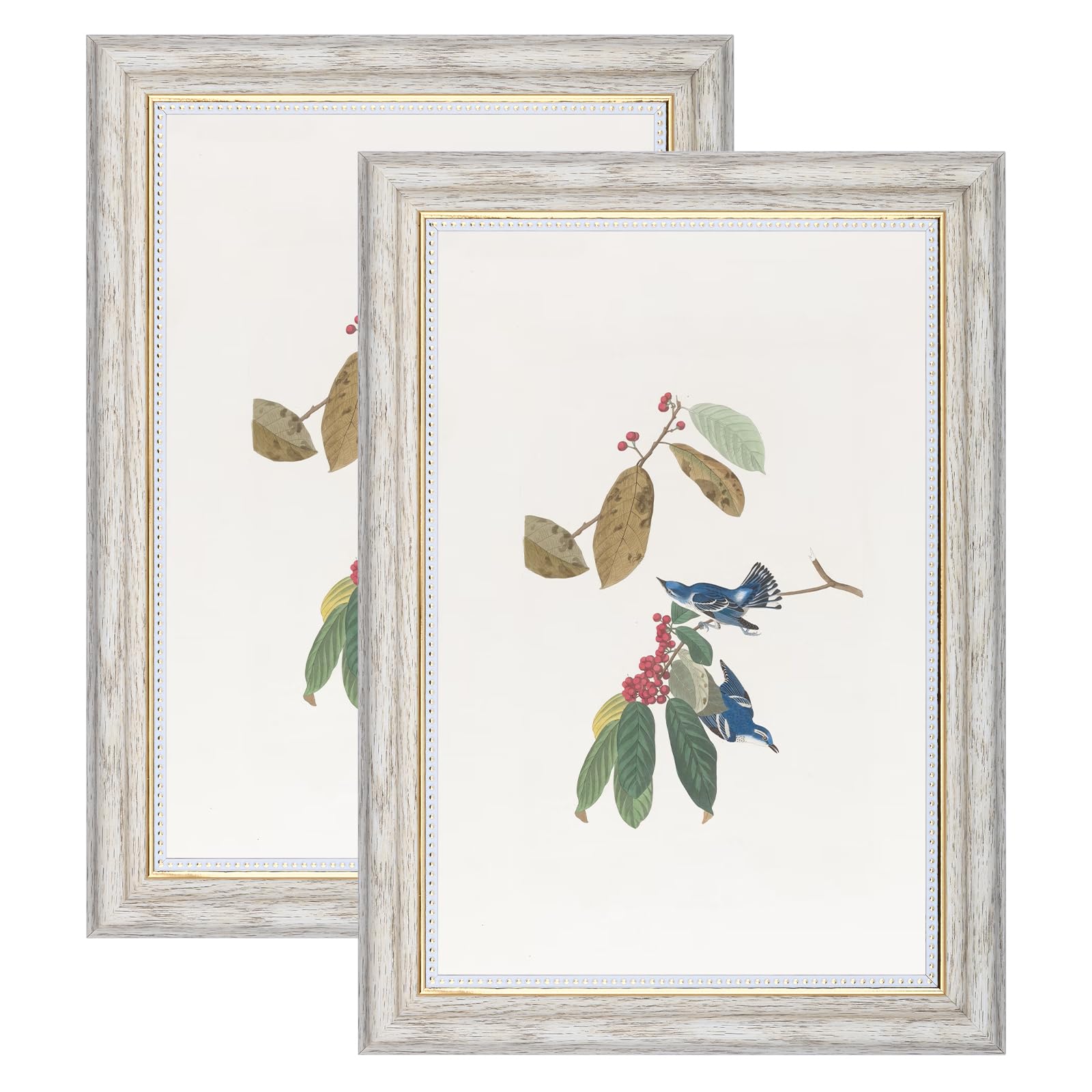 YoHyien Bilderrahmen Vintage 20x30 2er Set, Retro Fotorahmen zum Aufhängen und Aufstellen, Shabby Chic Postkarten Rahmen für Den Schreibtisch, Picture Photo Frame for Wall (Weiß, 20 x 30 cm)