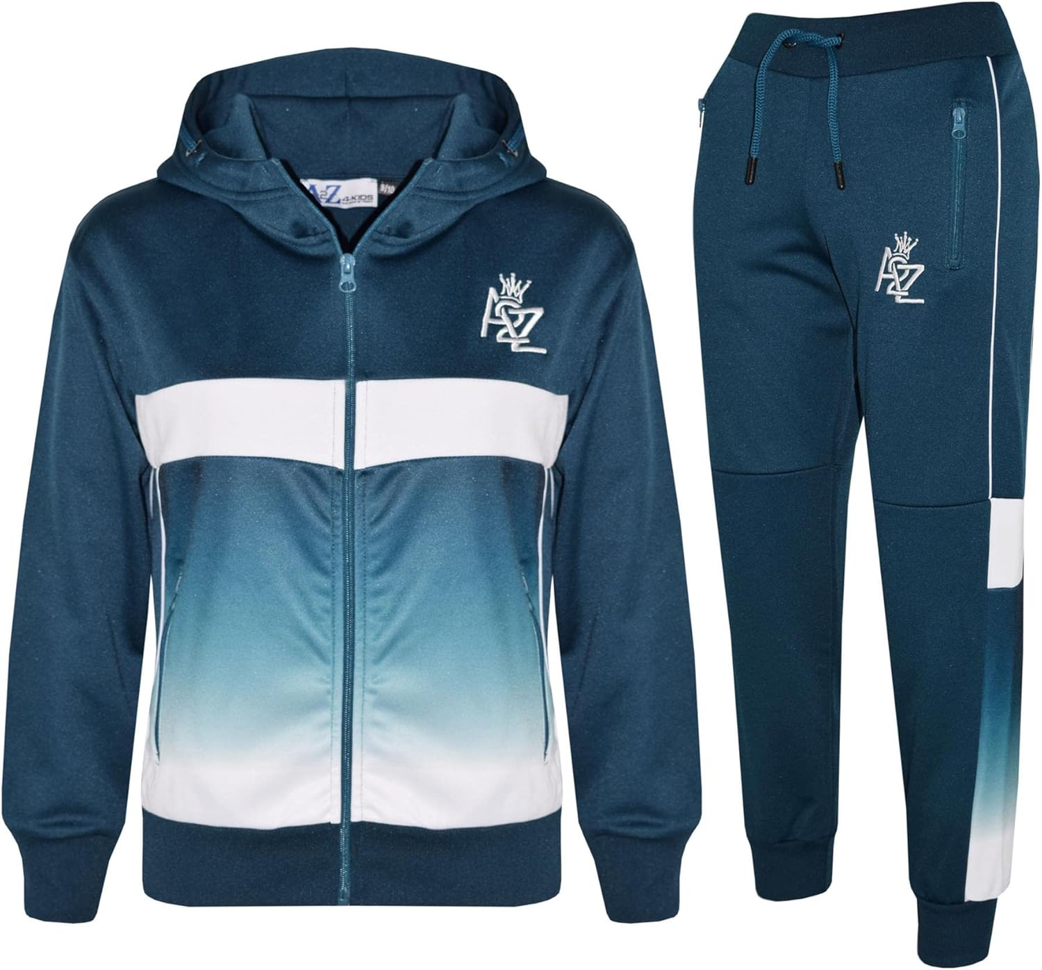 A2Z Kids Boys Girls Tracksuits 3D Fade Gradient Hooded Top Bottom Jogging Suits