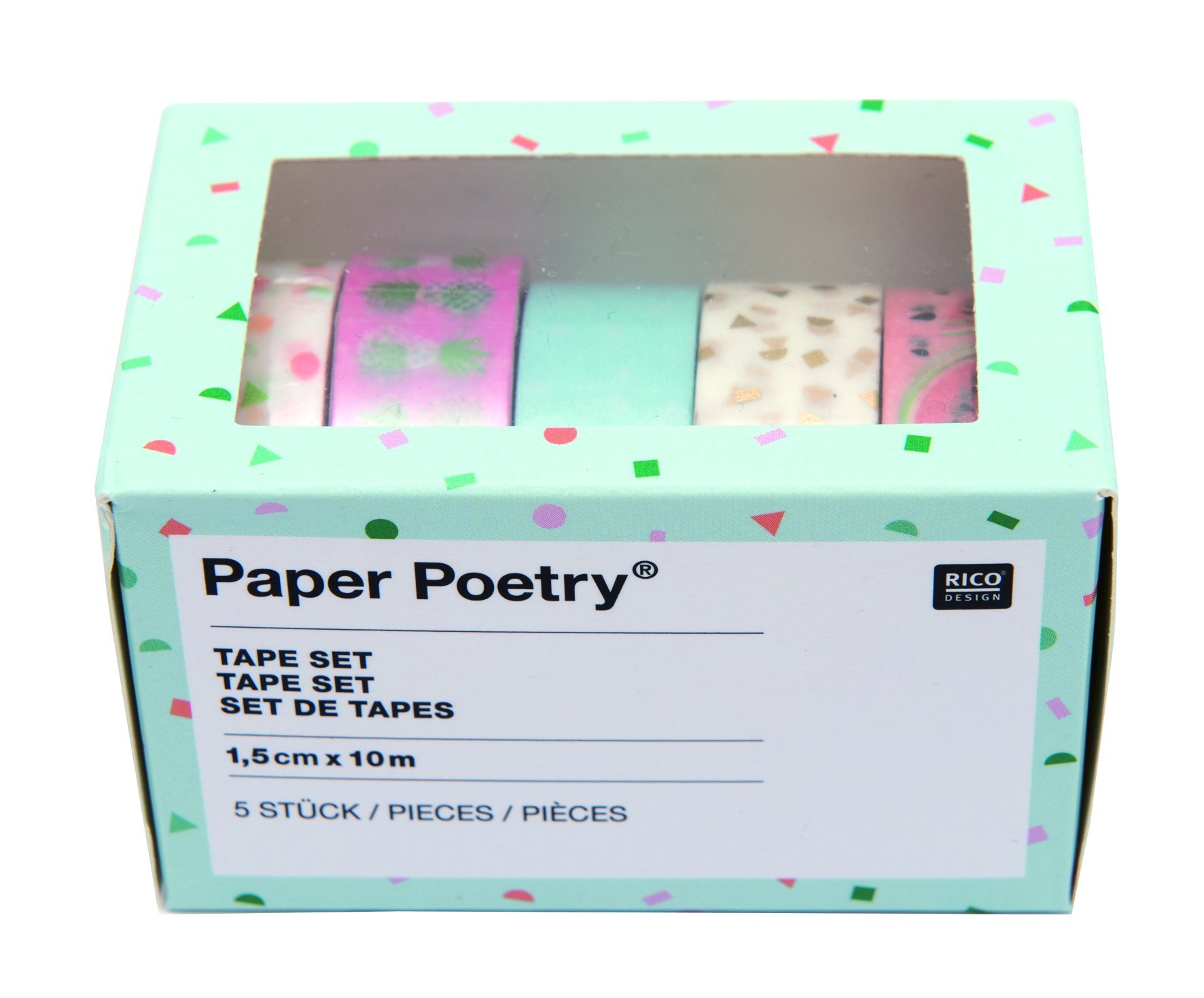 Rico DesignTAPESET Tropical Spring, PINEAPPel, Paper, Multi-Colour, 4.5 x 4.5 x 1.5 cm