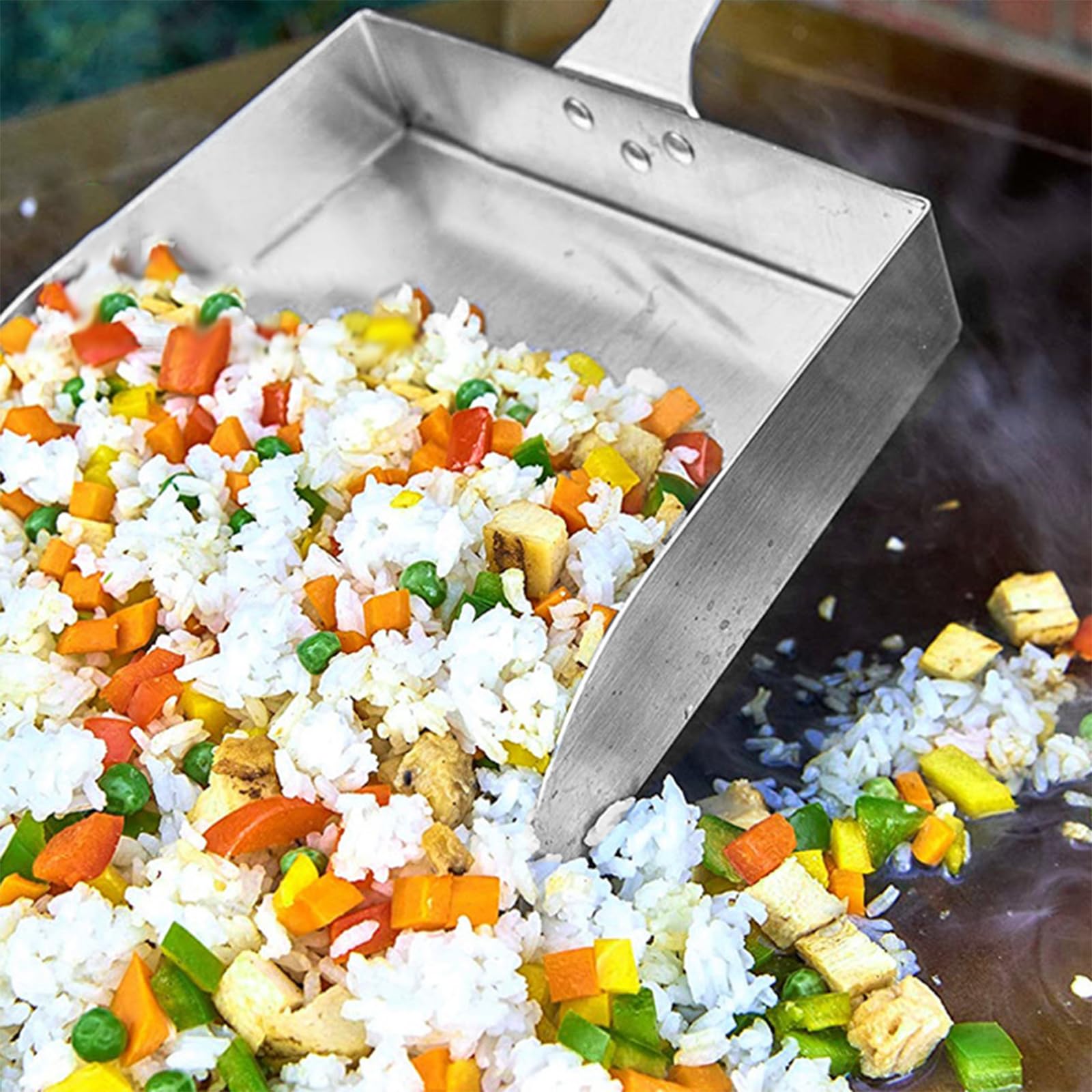 Confezione da 2 spatole grandi in acciaio inox, per grill, hamburger e cibo in acciaio inox, raschietto per griglia, spatola per hamburger, per barbecue e piastra superiore piatta