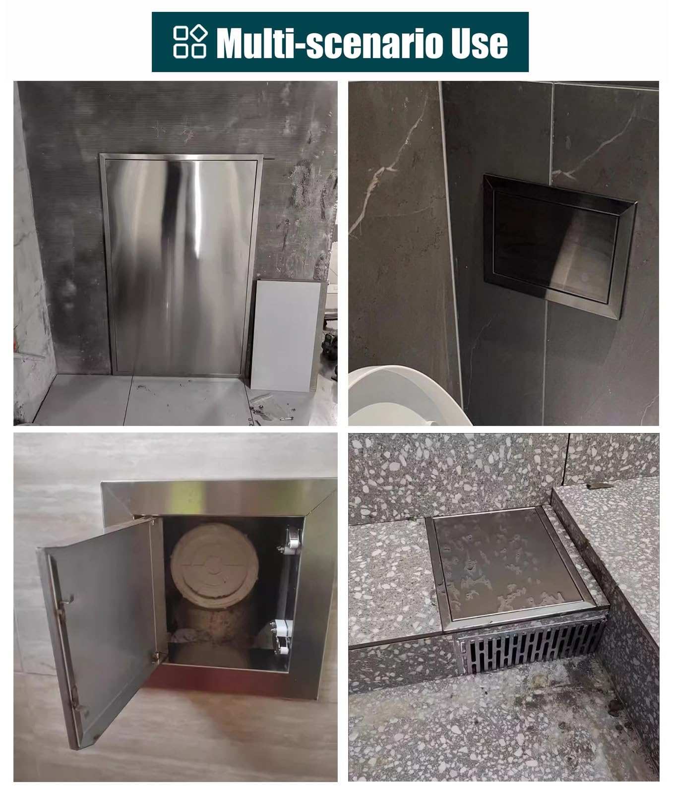 Pannello di accesso al pavimento in acciaio inox, sportello di ispezione push-to-open per un facile accesso a impianti idraulici e di chiusura dell'acqua, copertura per case e aziende, ideale per