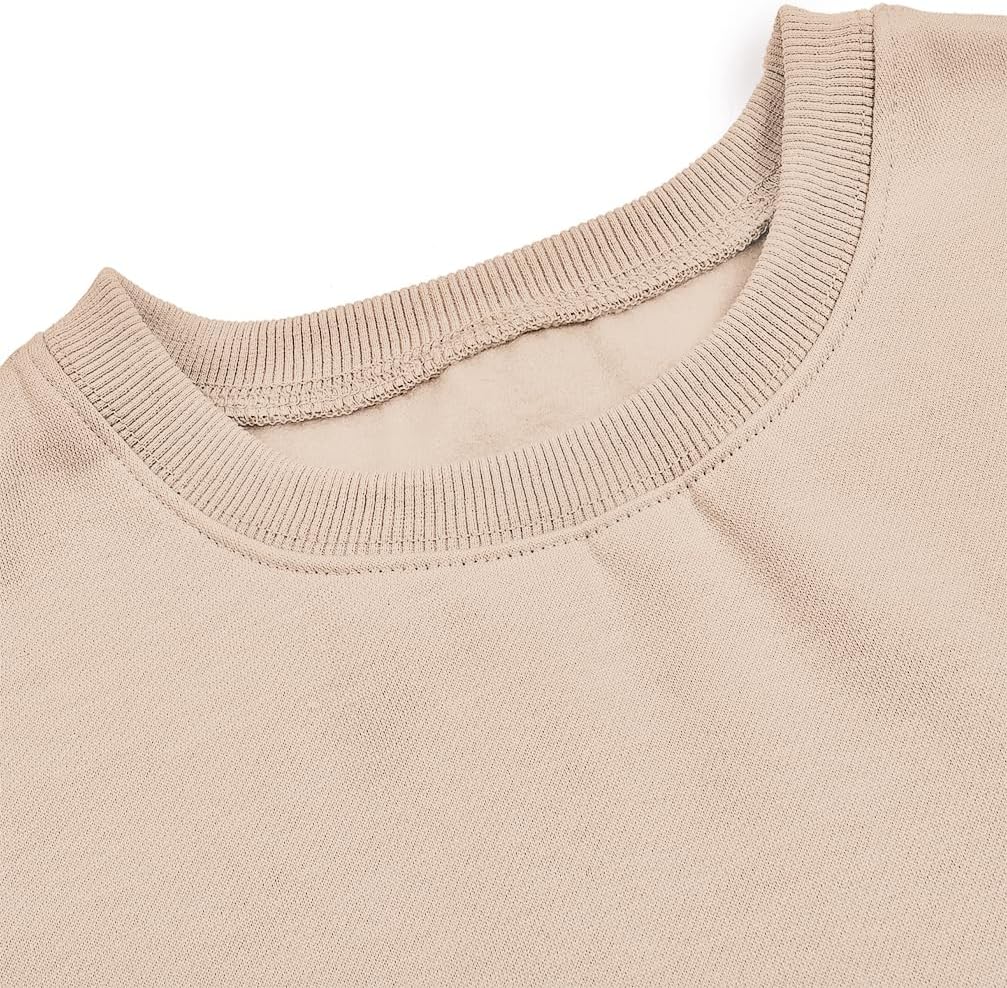 Women's Long Sleeve Round Neck Cropped Sweatshirts Cute Loose Fit Pullover Tops - Image 4