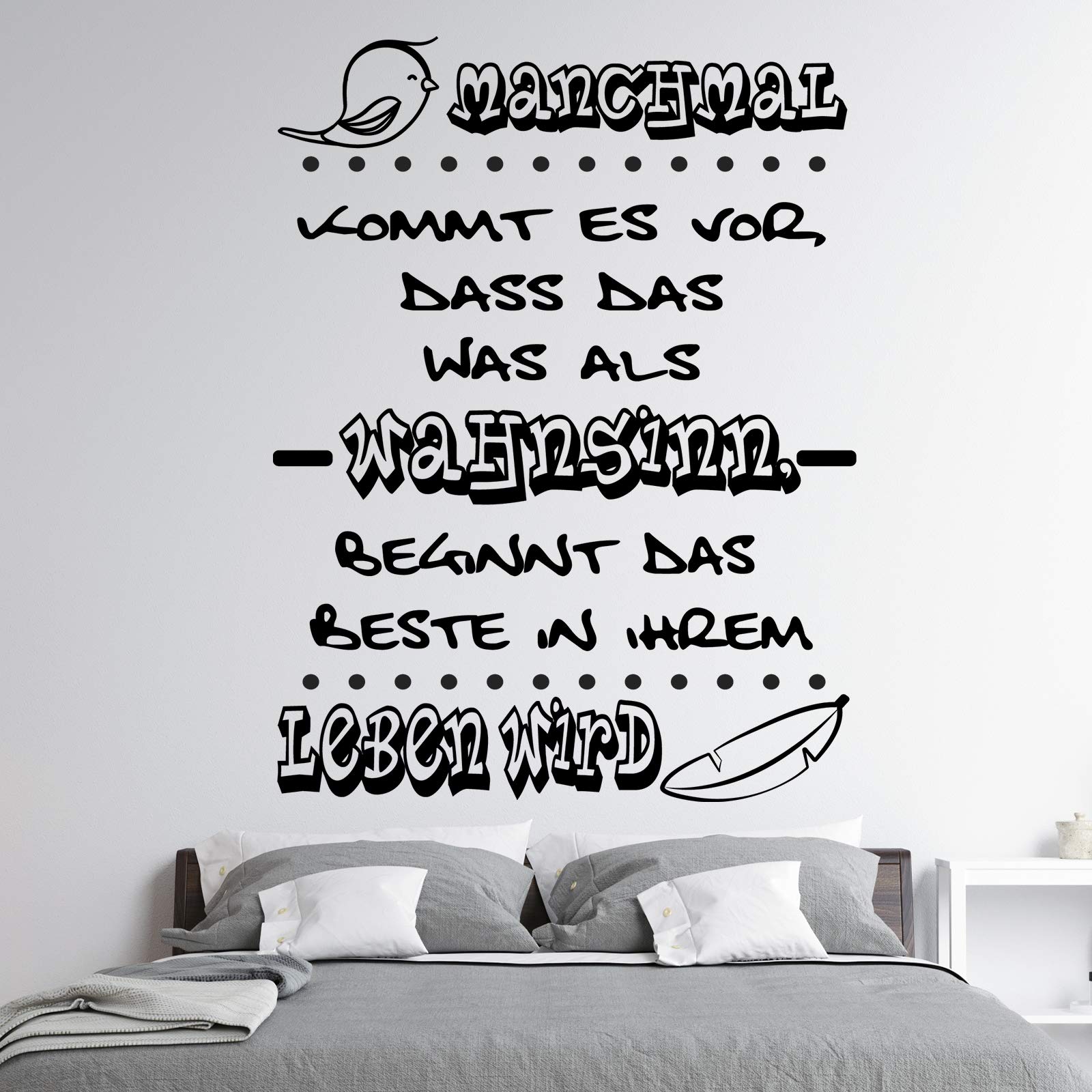 Vinilo de pared decorativo en Alemán. Wandtattoo Spruch "MANCHMAL KOMMT.." Pegatinas de pared de frases celebres.wandtattoo deutsch Docliick DC-118-AL