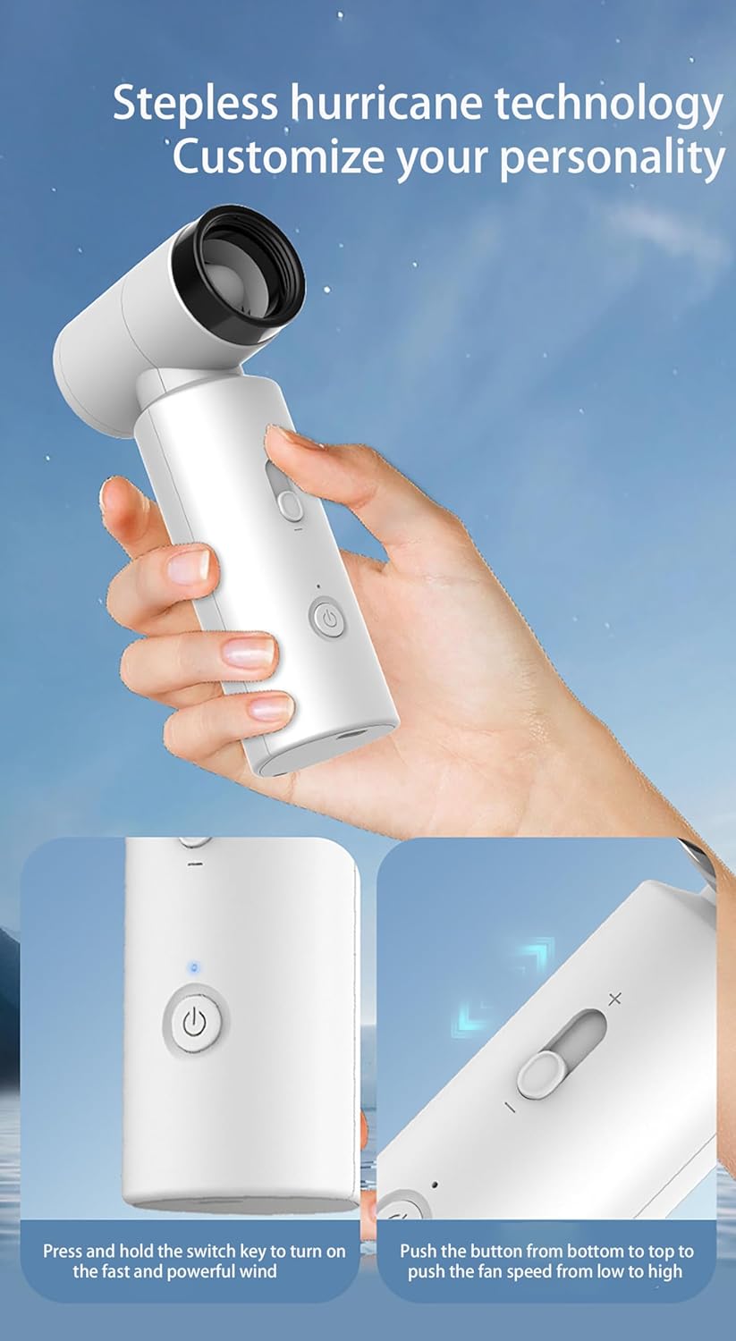 Portable Handheld Fan,Speed(1-100) Adjustable Turbo Mini Fan,80000 RPM Battery Rechargeable Personal Fan for Cleaning, Camping, Outdoor, BBQ