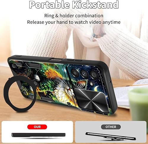 Vista 338 de Funda protectora híbrida para Samsung Galaxy A53 5G de 6.5 pulgadas y anillo giratorio de 360 grados, función atril, híbrida, de doble capa