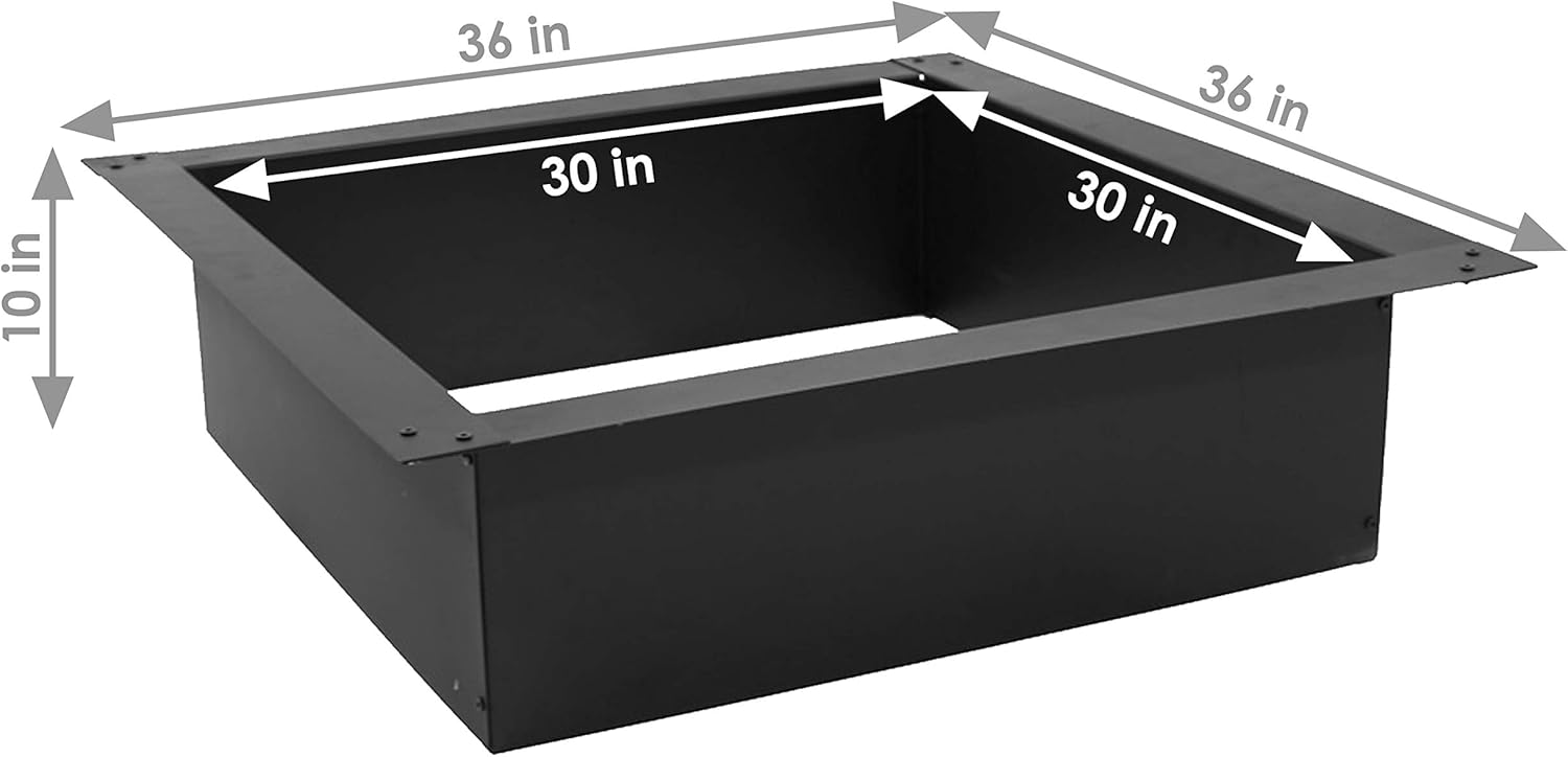 Sunnydaze 36-Inch Steel Square Above-/In-Ground Fire Pit Insert and 26-Inch Steel Fire Pit Poker with Wood Handle