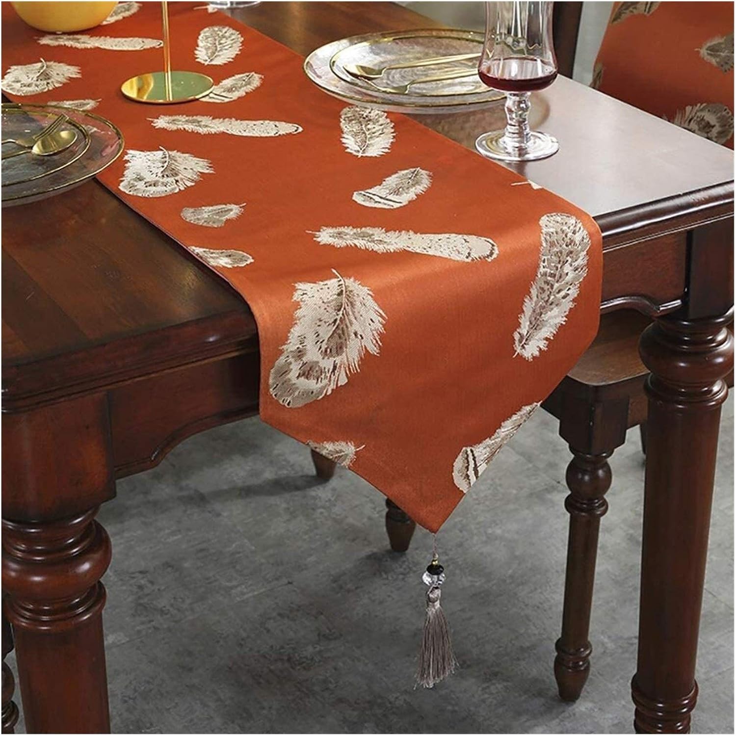 Home Kitchen Table Runners Home Table Runner Decorative Europe Luxurious Decorative Luxury Damask Vintage Design Table Runner Gourmet Dressing (Yellow 32 * 180cm)