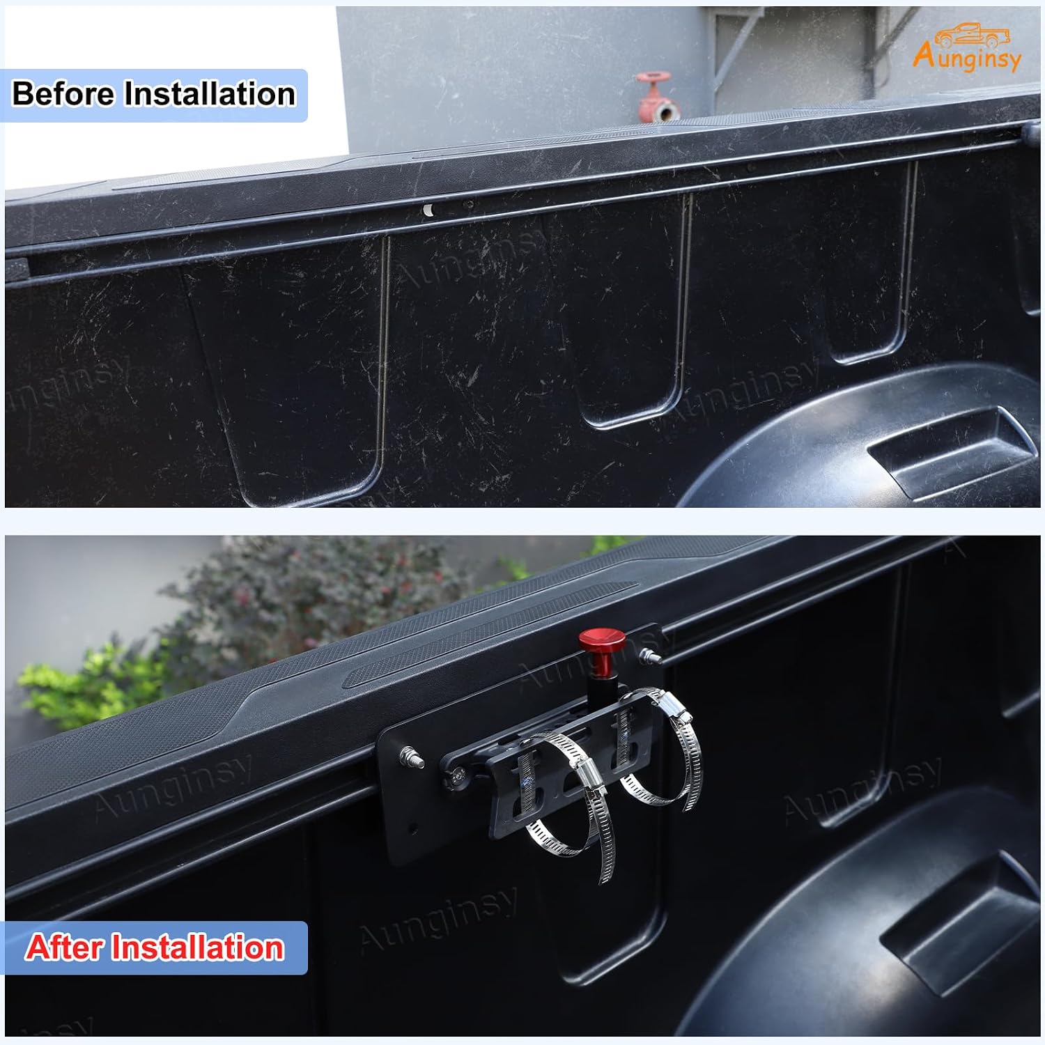 Aunginsy Truck Bed Rail Side Fire Extinguisher Bracket Compatible with Toyota Tundra 2022-2025 Quick Release Roll Bar Fire Extinguisher Adjustable 2 Clamps Mount Bottle Tie Bracket Billet Accessories