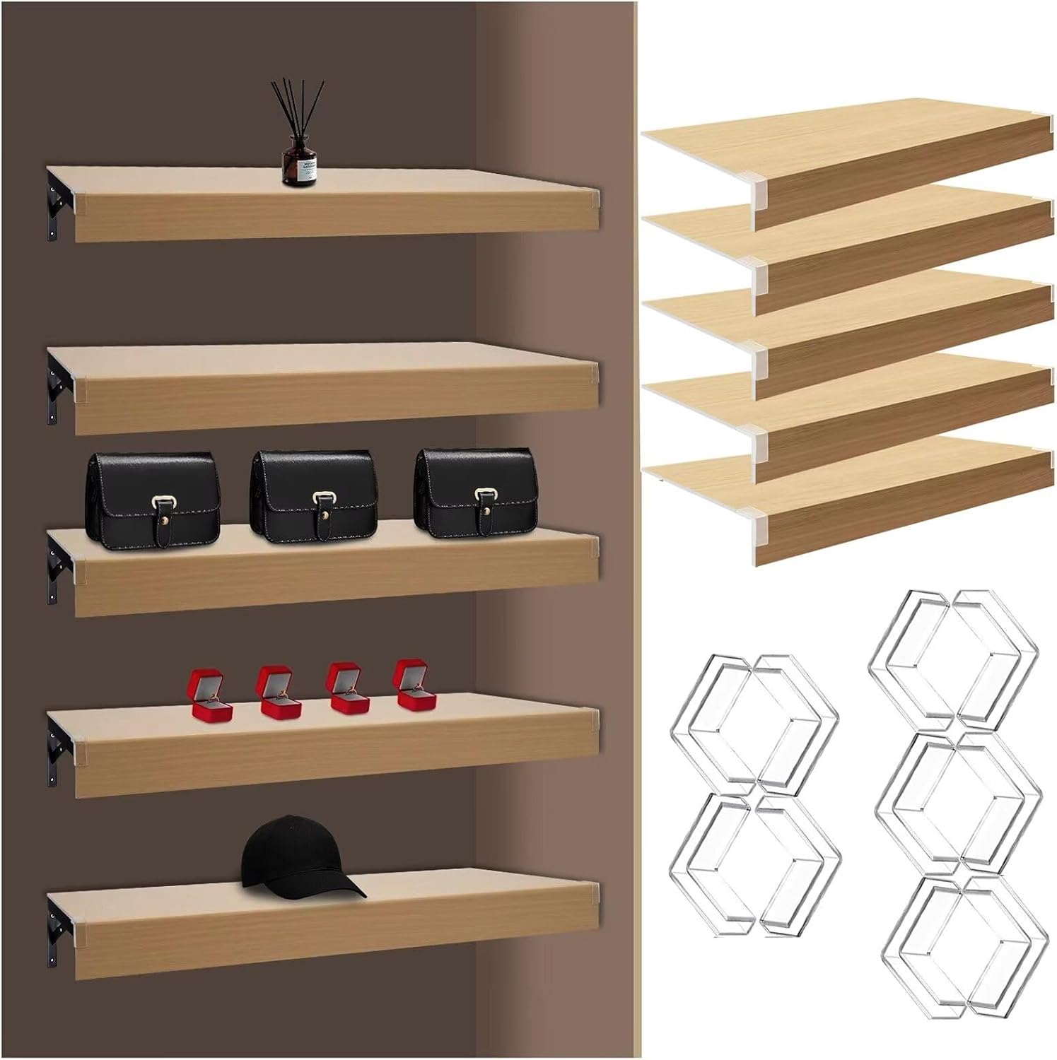 Wire Rack Covers Pantry Shelf Covers 27x12x2in Faux Wood Shelf Cover for Pantry Closet Bathroom Kitchen,PVC Removable Shelves Liner,durably Decorative Organizer Protector Oak Color