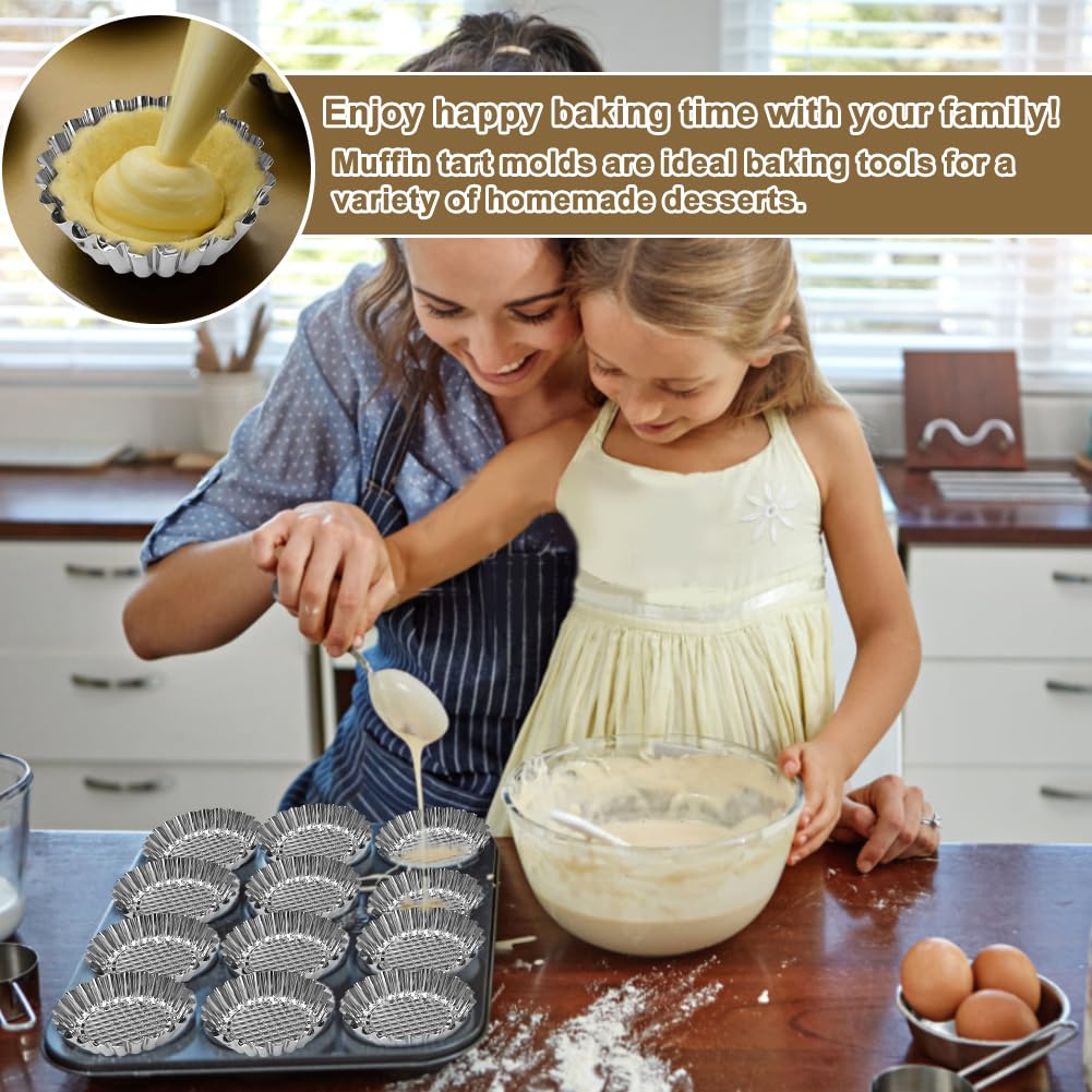 20 Moules à Tartelettes LYTIVAGEN Inox - 9.6x7.5x2.5cm - Antiadhésifs Réutilisables - Pour Cupcakes, Biscuits...