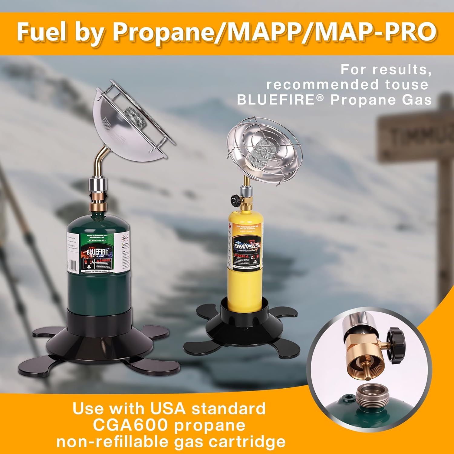 Hotdevil Portable Propane Heater for Camping Outdoor Space 6200BTU Power with Control Valve Suitable for 1lb Small Propane Gas Tank