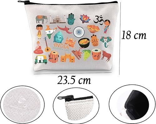 Miniatura 5 de UJIMS Bolsa de maquillaje de viaje de la India recuerdo India regalo temática India amante regalo India vacaciones bolsa de cosméticos,