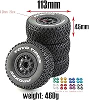 Vista 3 de Lifehead 1/10 RC Short Course - Neumáticos para camiones todo terreno, adecuados para TRAXXAS Slash4X4 ARRMA SENTON 4X4 V3 Losi Ford Raptor Baja