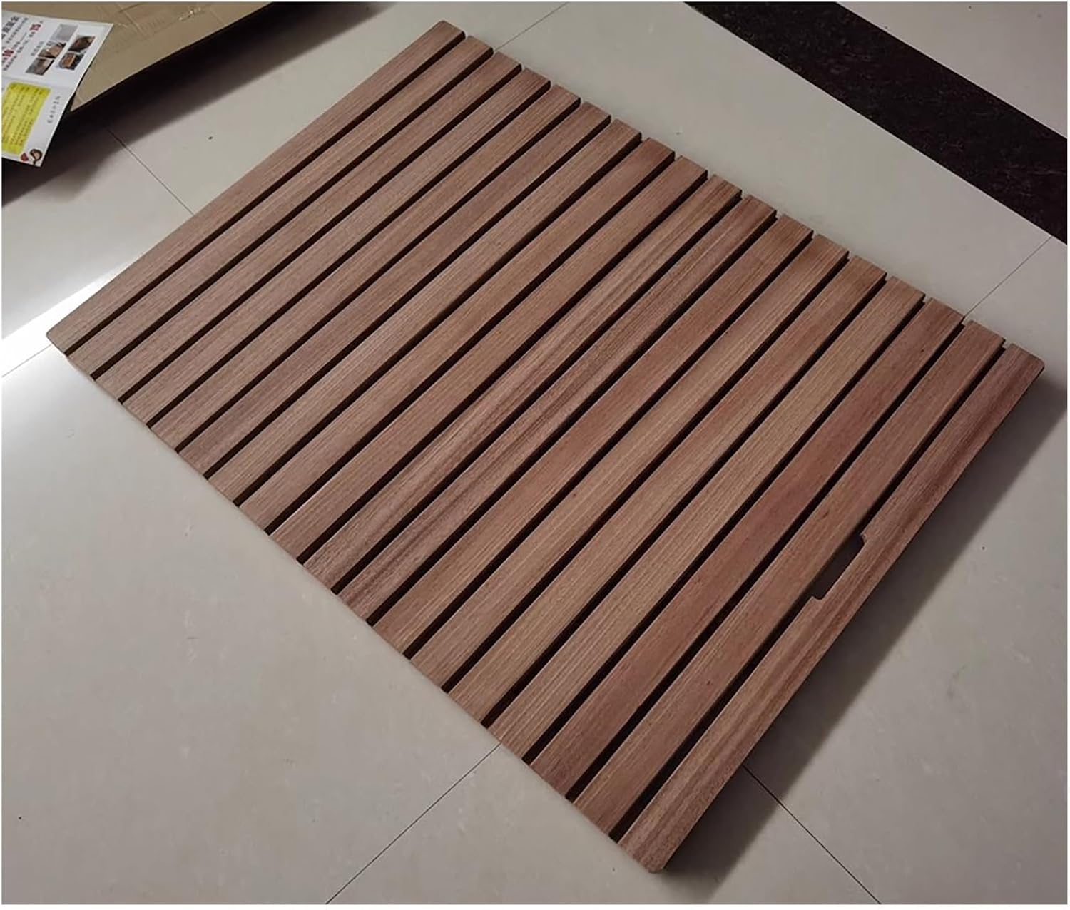 Large Teak Shower Mat Non Slip Wooden Bathroom Mat, Raised Wood Floor Mat for Showers/Home/Outsideindoor/Outdoor Use(32x45in(81.2x114.3cm))