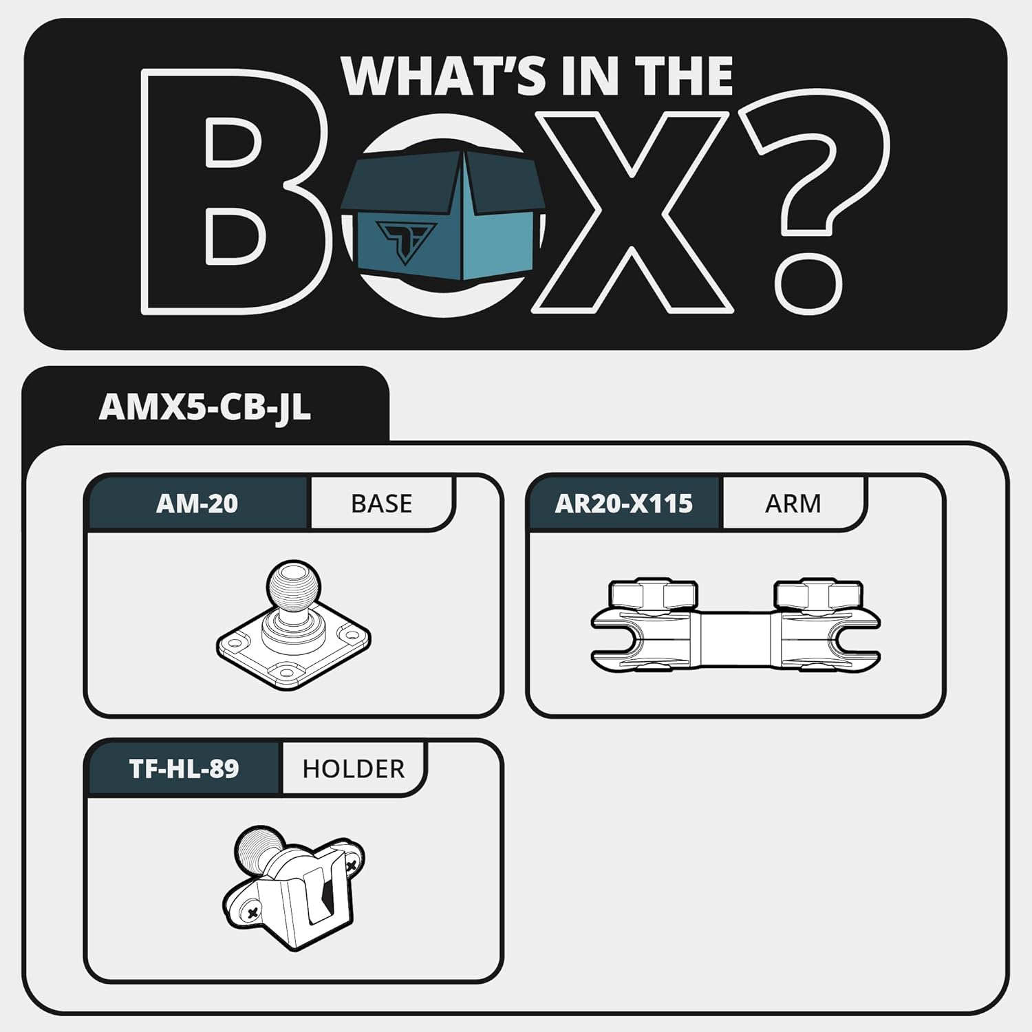 Tackform All Metal Dash Mount CB Mic & 2-Way Radio Holder Compatible with 2024 – 2025 Jeep Wrangler JL, 4xe, & Gladiator JT | Aluminum Tube Arm | Compatible with Baofeng, Midland, and More | Black