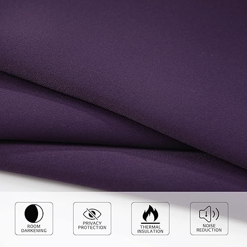 Miniatura 5 de MYSKY HOME - Cortina opaca para dormitorio, con ojales, increíble tejido triple y aislamiento térmico, 1 panel de cortina de 107 x 114 cm, morado