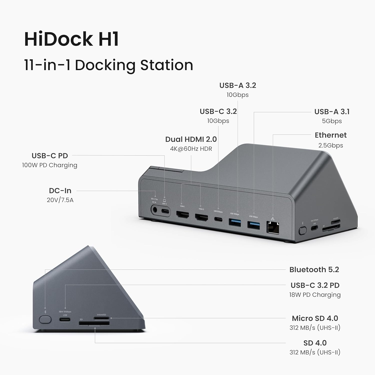 HiDock H1 ports diagram