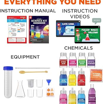 Kids Science Kit, Educational Science Kit, Interactive STEM Learning Experience, Complete Lab Equipment For Kids, Girls And Boys 13.39x9.84x2.36 Inches, Multicolor
