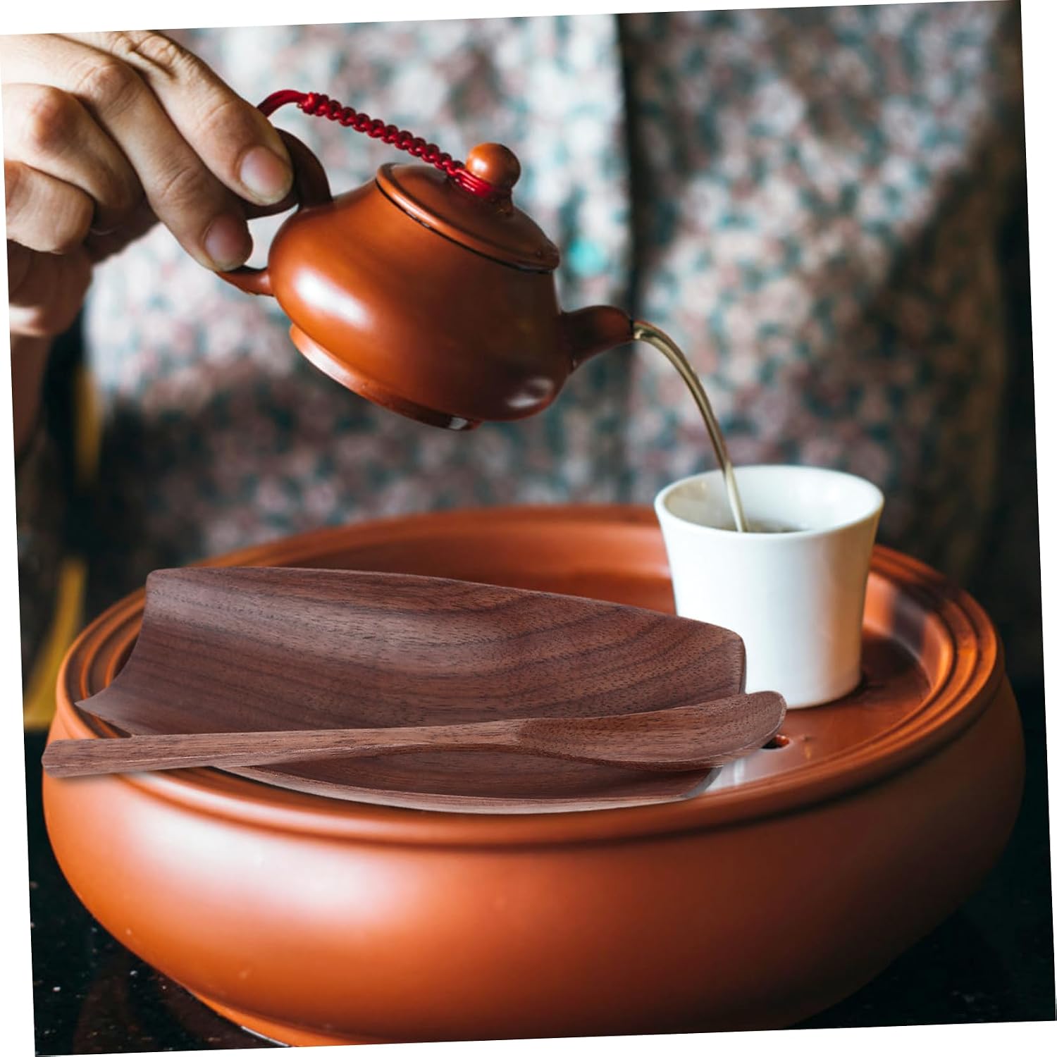 Garneck 1set Wooden Tea Scoop Set Elegant Nonstick Tea Pick Spoon Decorative Holder for Home Hotel and House Use Versatile Ceremony Accessory Set