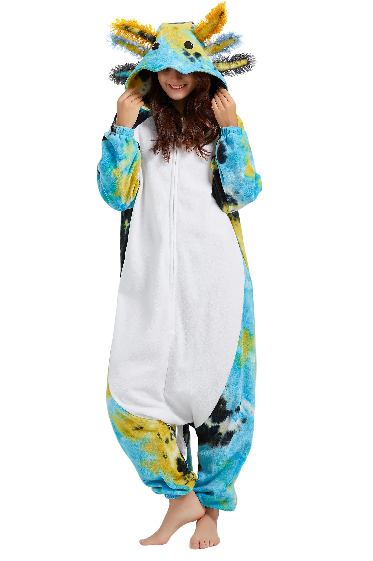 DELEY Unisex Axolotl Costume Adult Onesie Halloween Cosplay Costumes