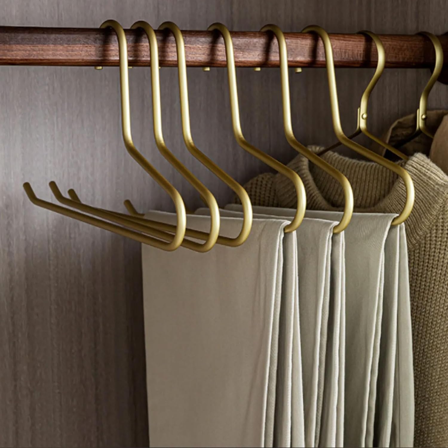 WEAREZ Grucce 1/5pcs Non-Slip Pants Rack Trouser Drying Hangers Solid Metal Open Ended Pant Storage Space Saver Armadio