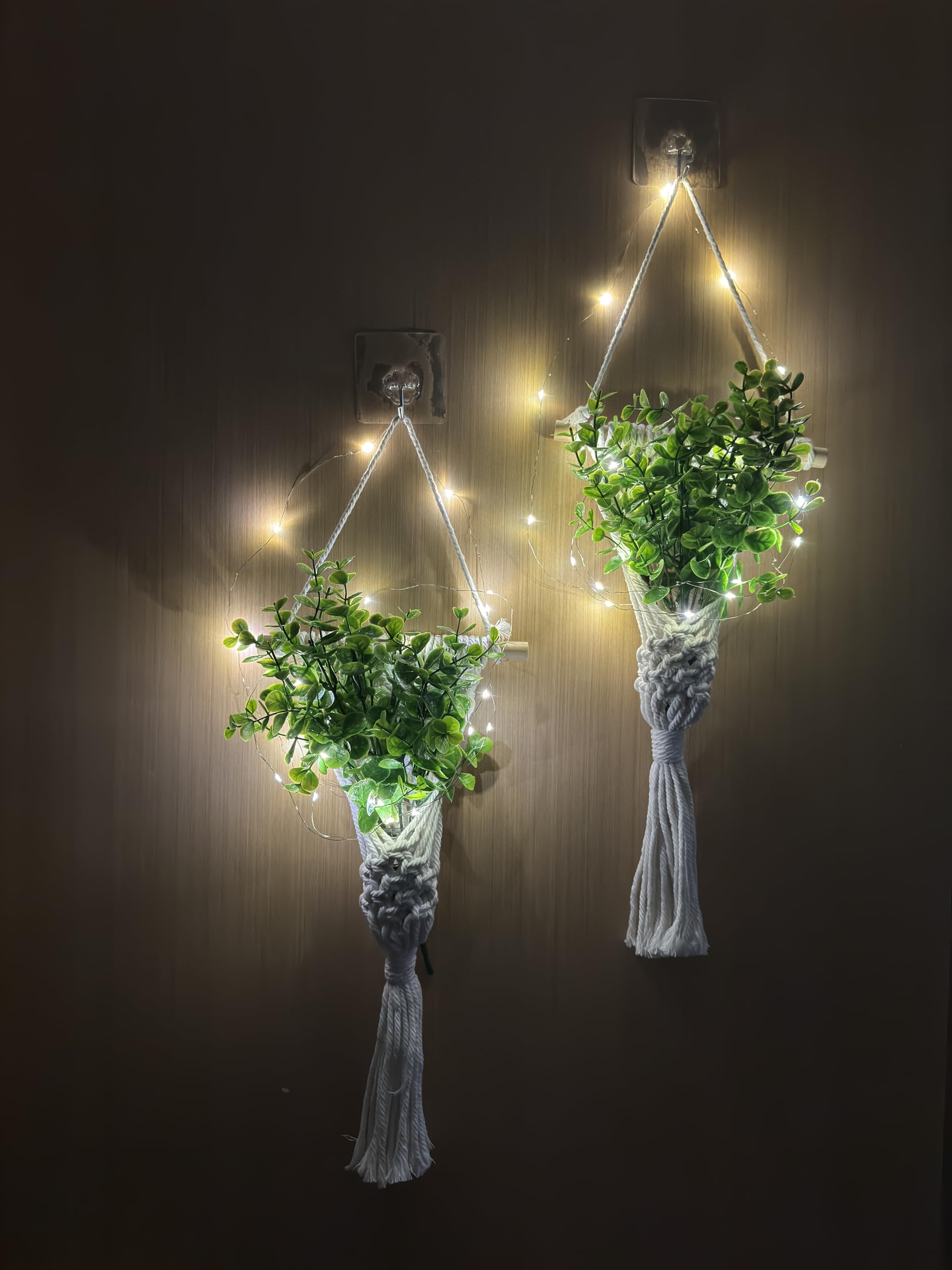 Lot de 2 suspensions murales en macramé pour plantes - Style bohème